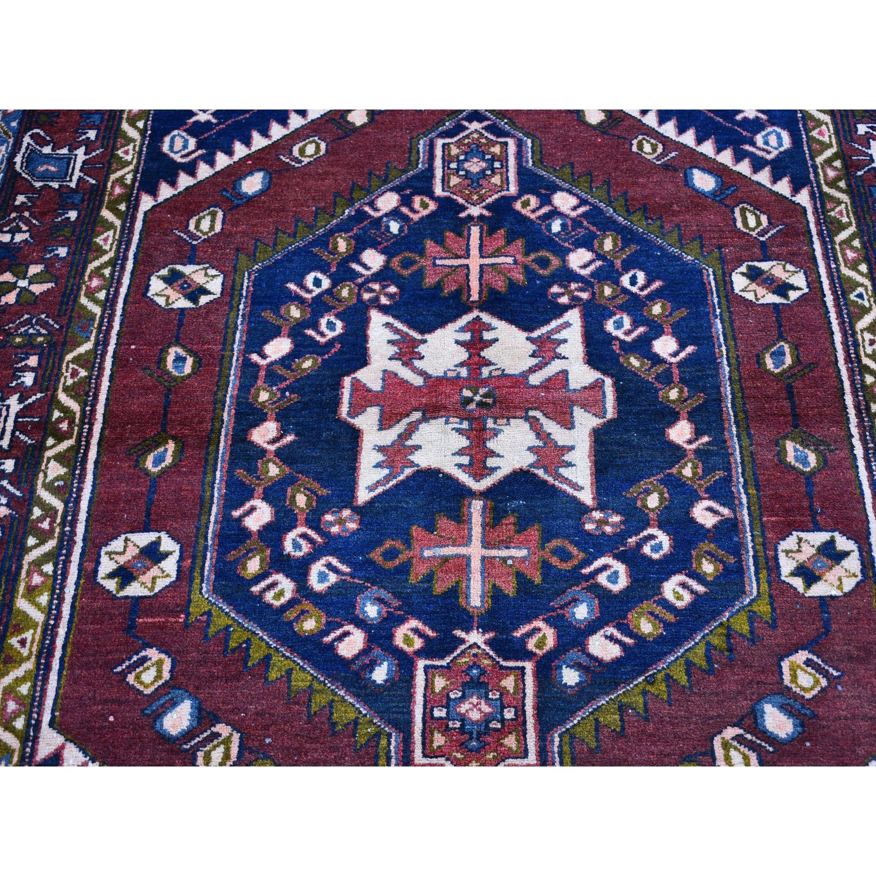 Hand-Knotted Vintage Persian Hamadan Brown Excellent Cond Tribal Weaving Wool Handknotted Rug For Sale