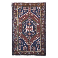 Vintage Persian Hamadan Brown Excellent Cond Tribal Weaving Wool Handknotted Rug