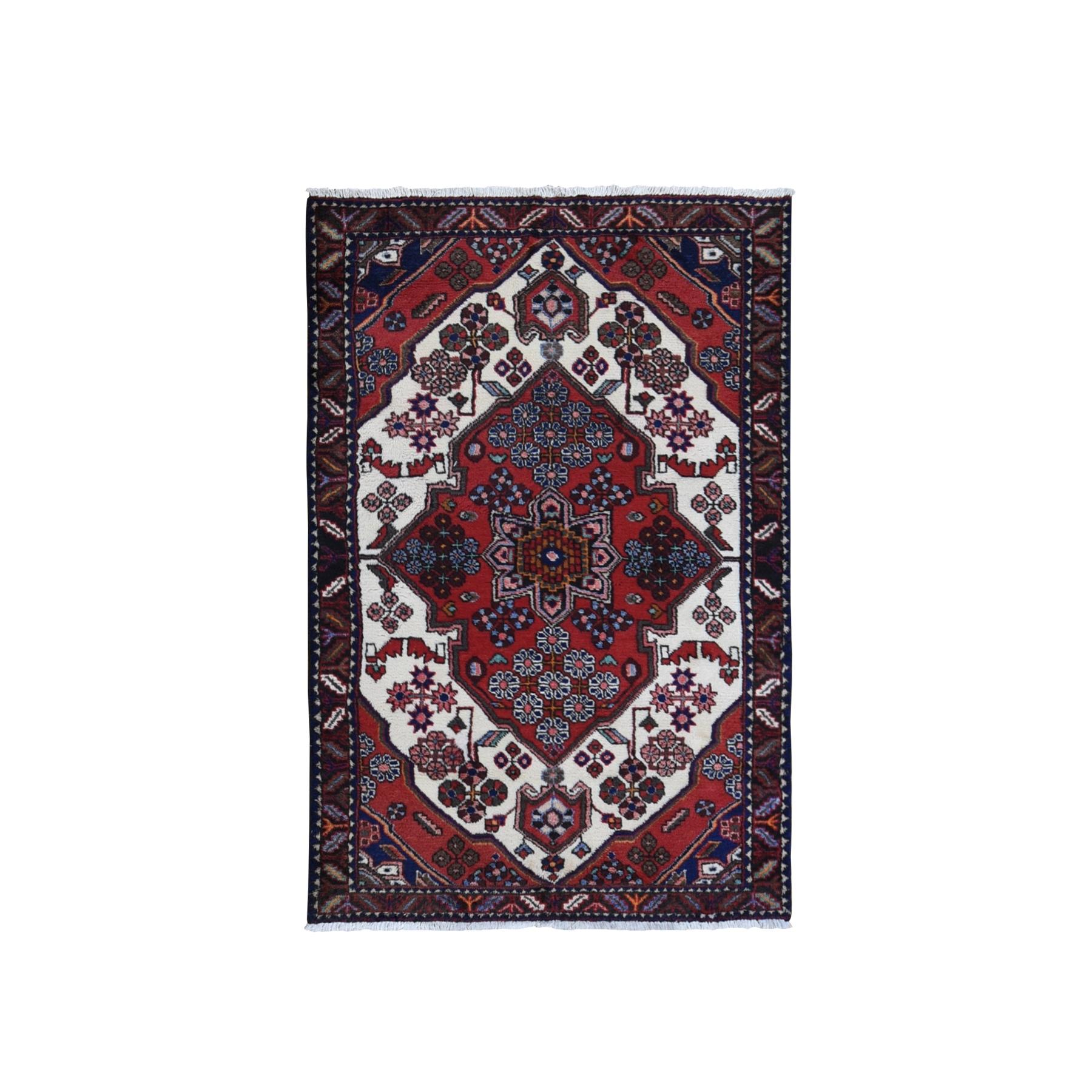 Vintage Persian Hamadan Full Pile Organic Wool Hand Knotted Oriental Rug For Sale