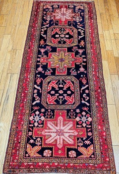 Vintage Persian Hamadan Gallery Rug, Hand-Knotted Wool, 1900s