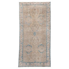 Vintage Persian Hamadan Gallery Rug in Taupe with Blue Accents, circa 1940