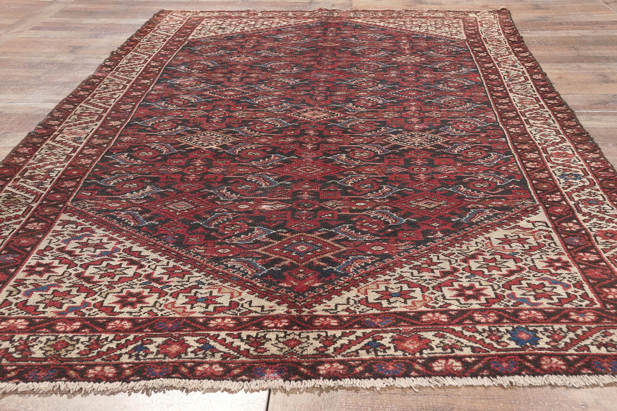 Wool Vintage Persian Hamadan Rug, Decidedly Dapper Meets Laid-Back Luxury For Sale