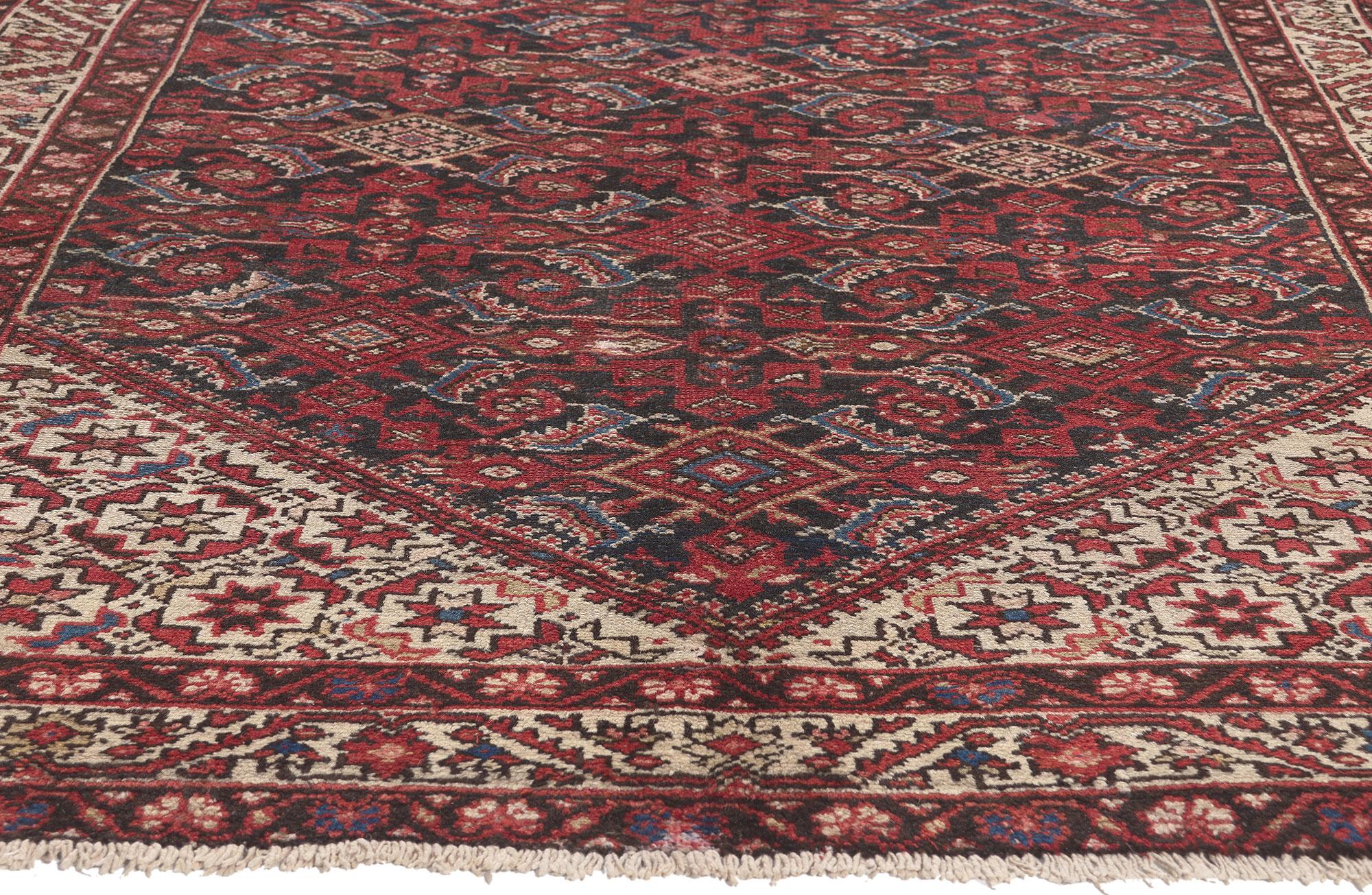 Persiano Tappeto persiano vintage Hamadan, un lusso decisamente elegante e rilassato in vendita