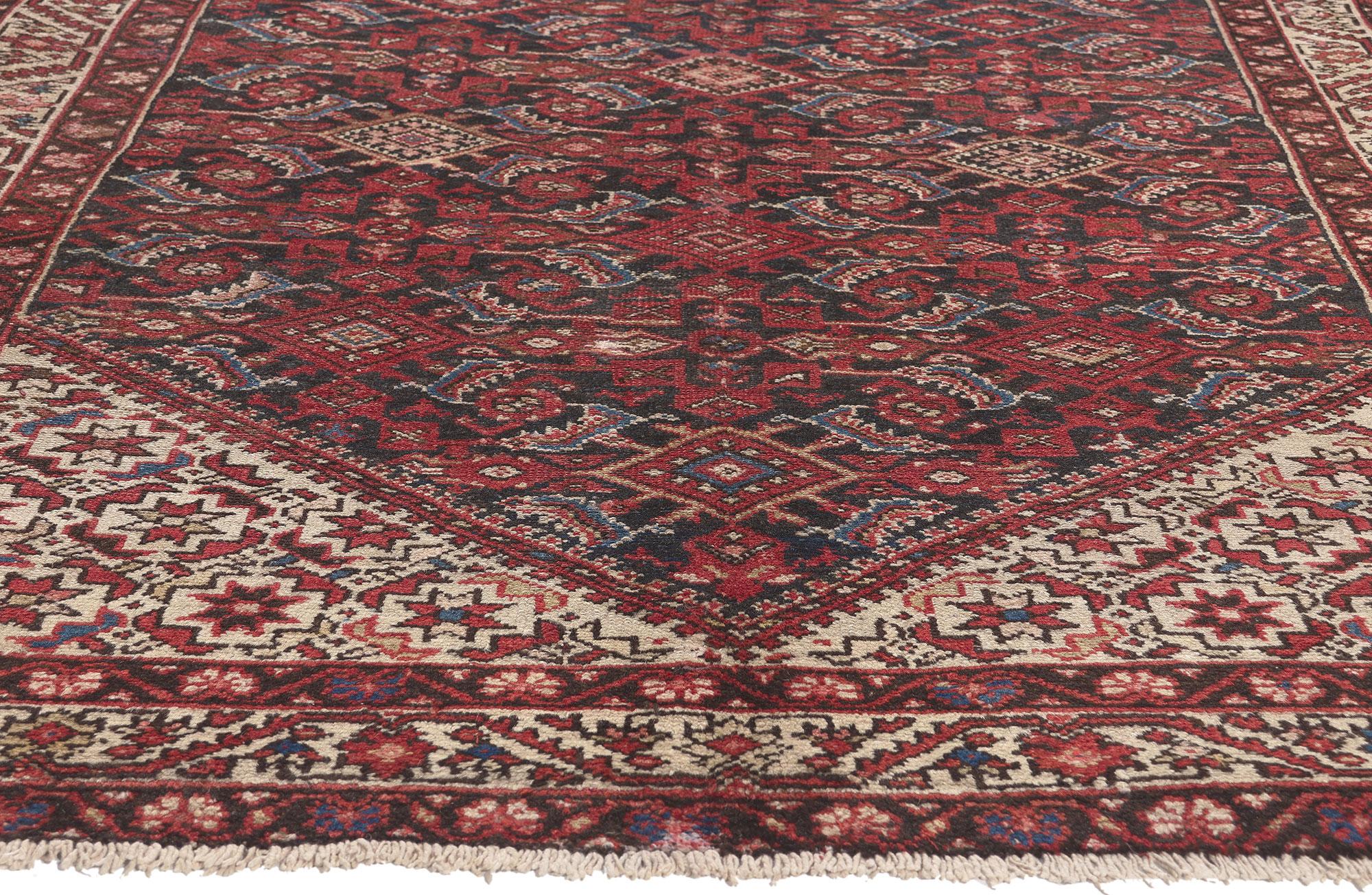 Malayer Vintage Persian Hamadan Rug, Decidedly Dapper Meets Laid-Back Luxury For Sale