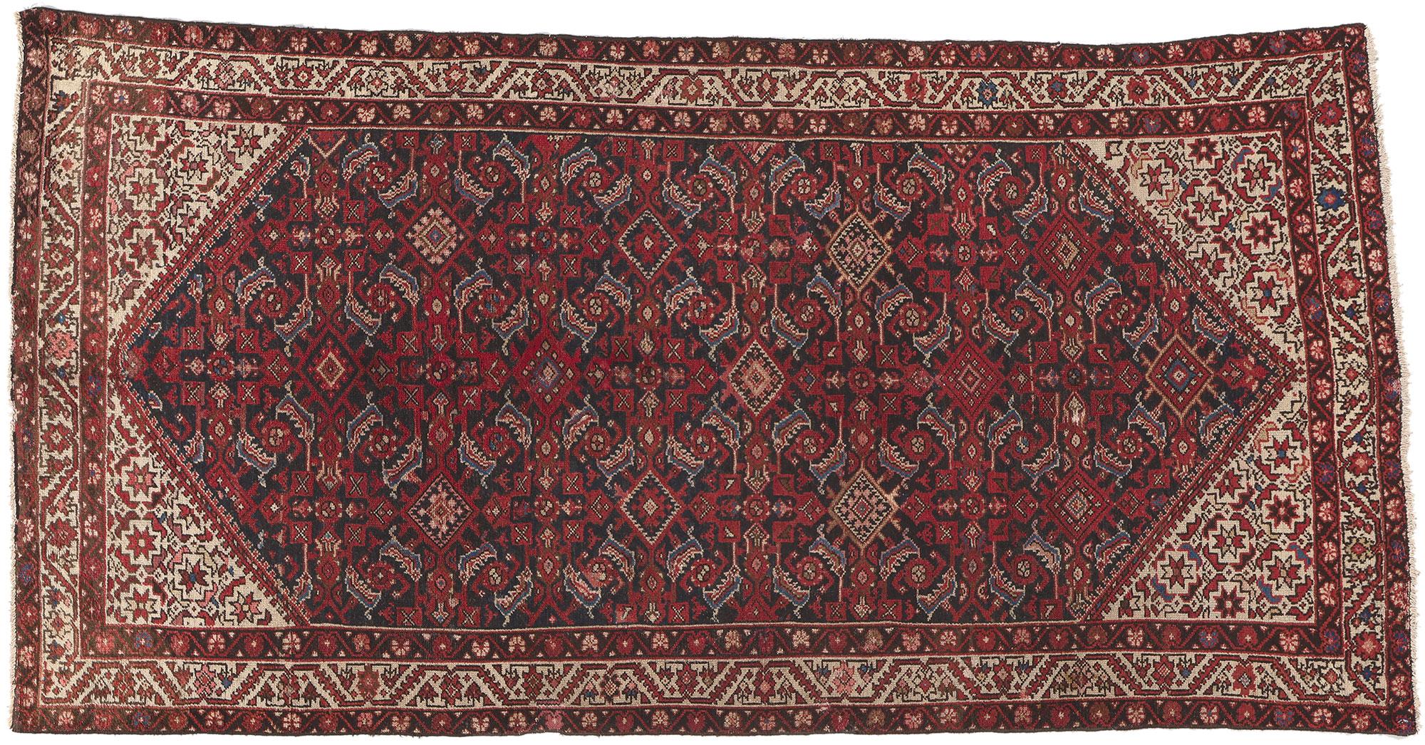 Vintage Persian Hamadan Rug, Decidedly Dapper Meets Laid-Back Luxury For Sale 2