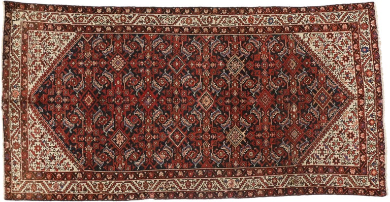 Vintage Persian Hamadan Gallery Rug with Herati Design For Sale at 1stDibs