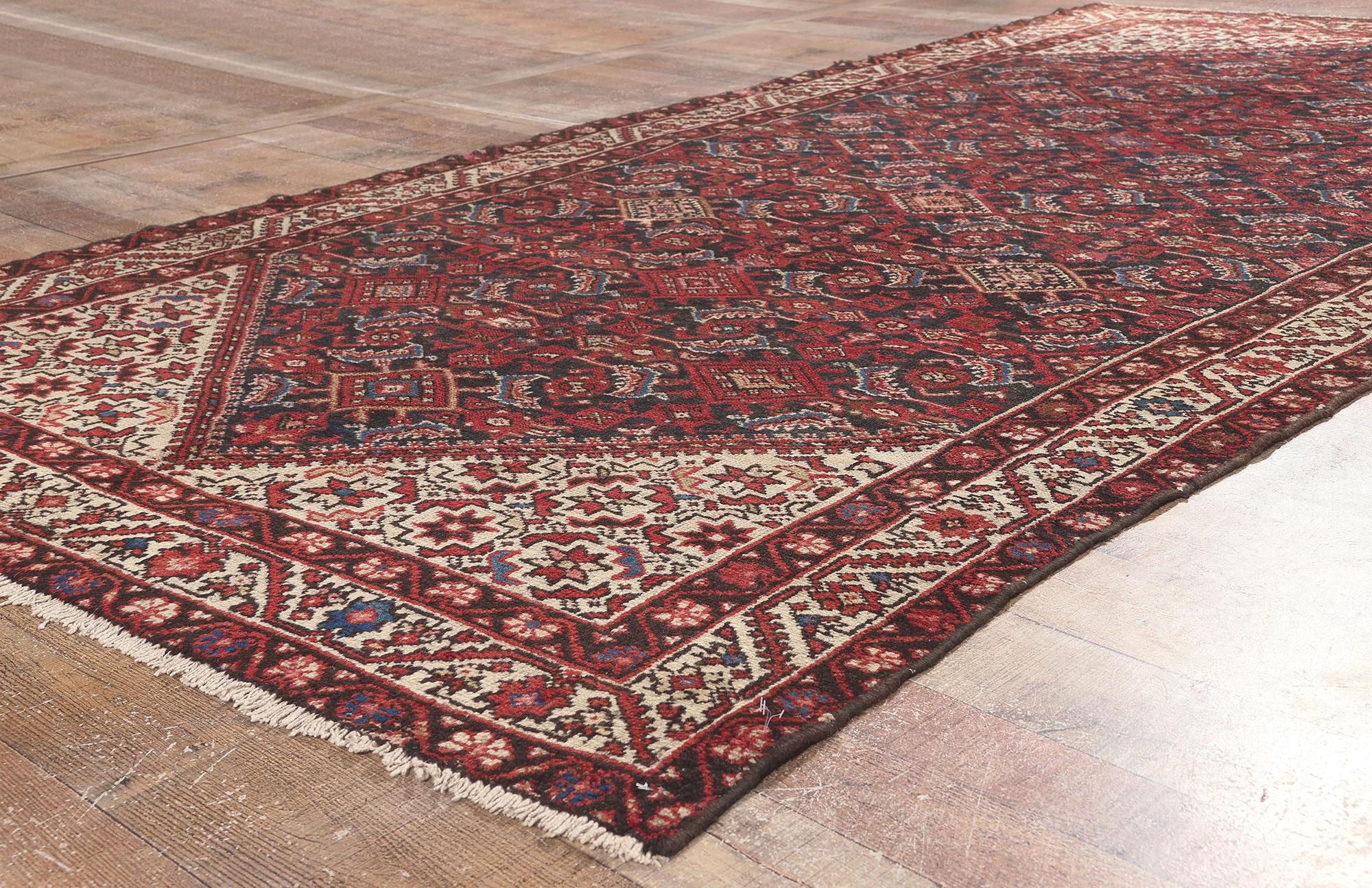 20th Century Vintage Persian Hamadan Rug, Decidedly Dapper Meets Laid-Back Luxury For Sale