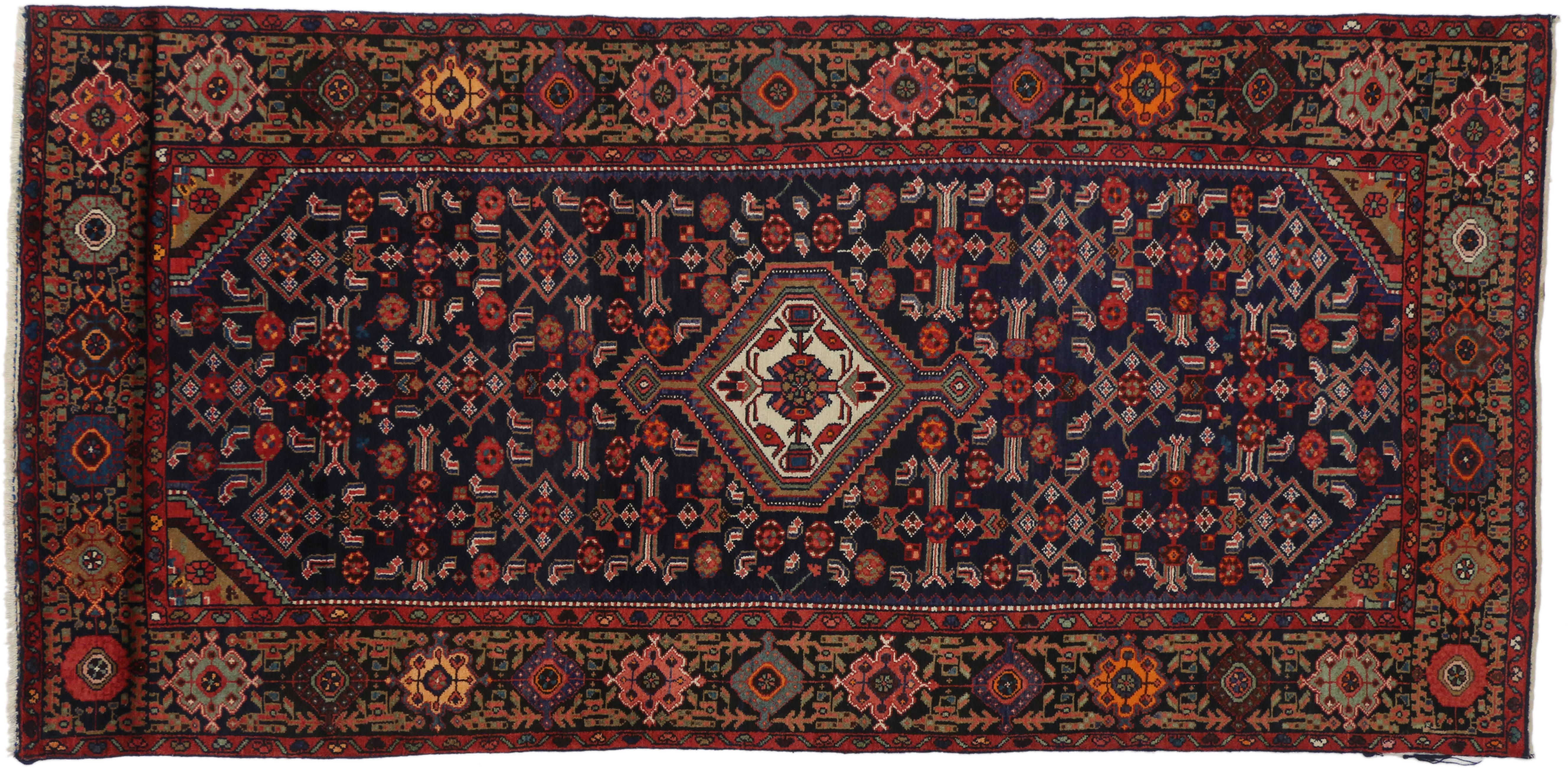 Persischer Hamadan Gallery-Teppich im traditionellen Stil, breiter Flur-Läufer im Zustand „Gut“ im Angebot in Dallas, TX