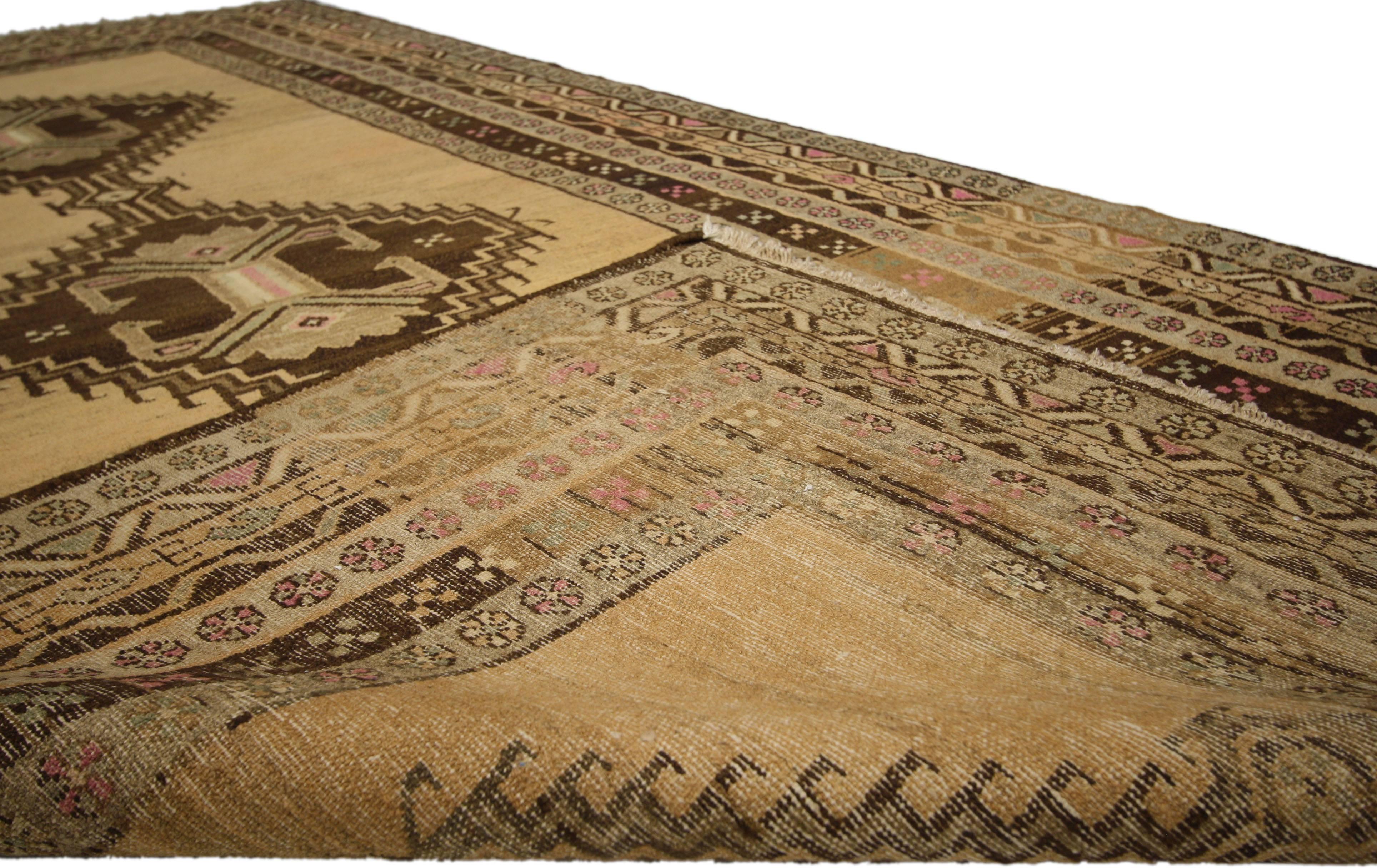 Vintage Persian Hamadan Gallery Rug with Tribal Style In Good Condition For Sale In Dallas, TX