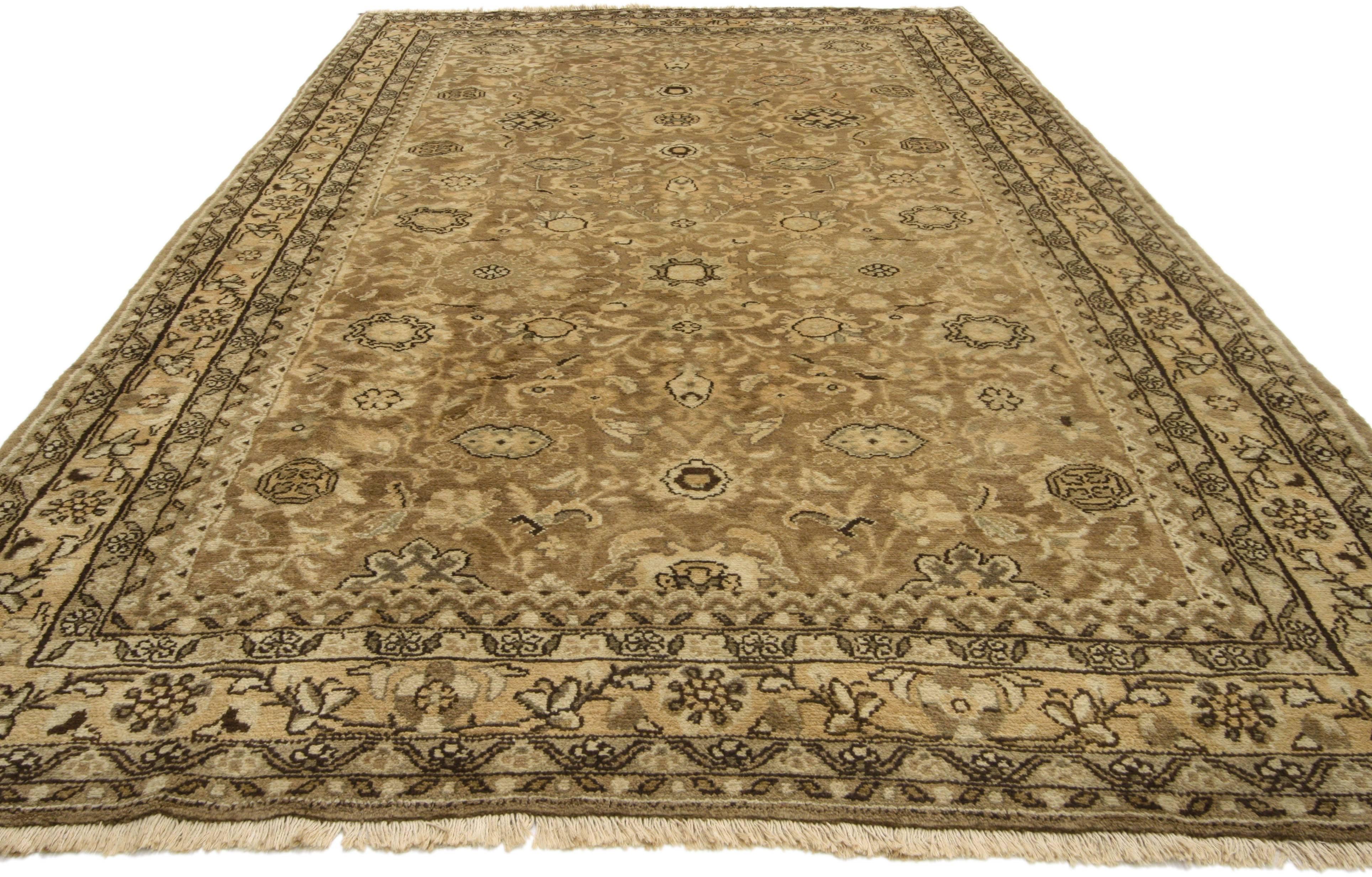 Modern Vintage Persian Hamadan Gallery Rug with Warm, Neutral Colors For Sale