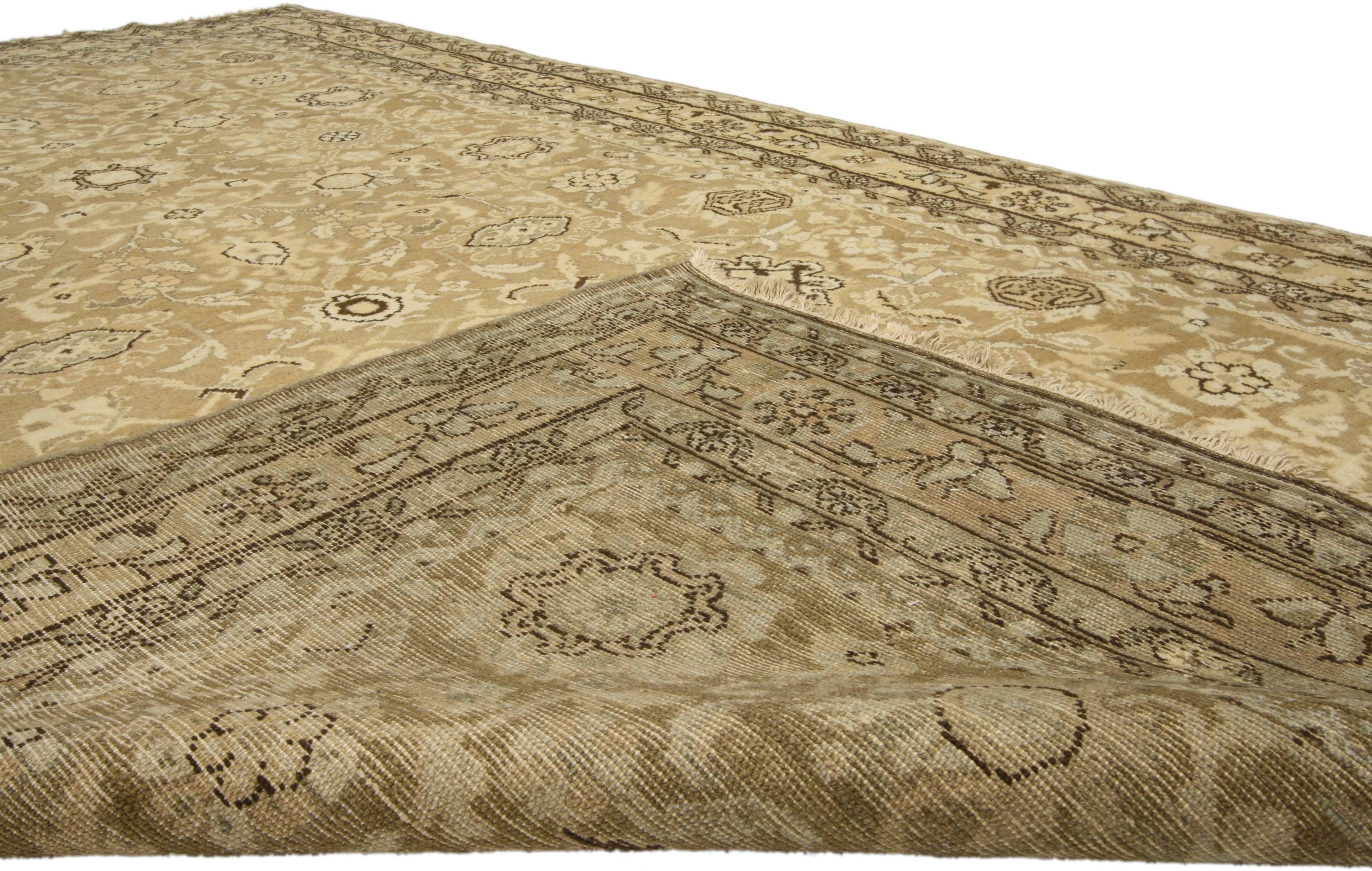Hand-Knotted Vintage Persian Hamadan Gallery Rug with Warm, Neutral Colors For Sale