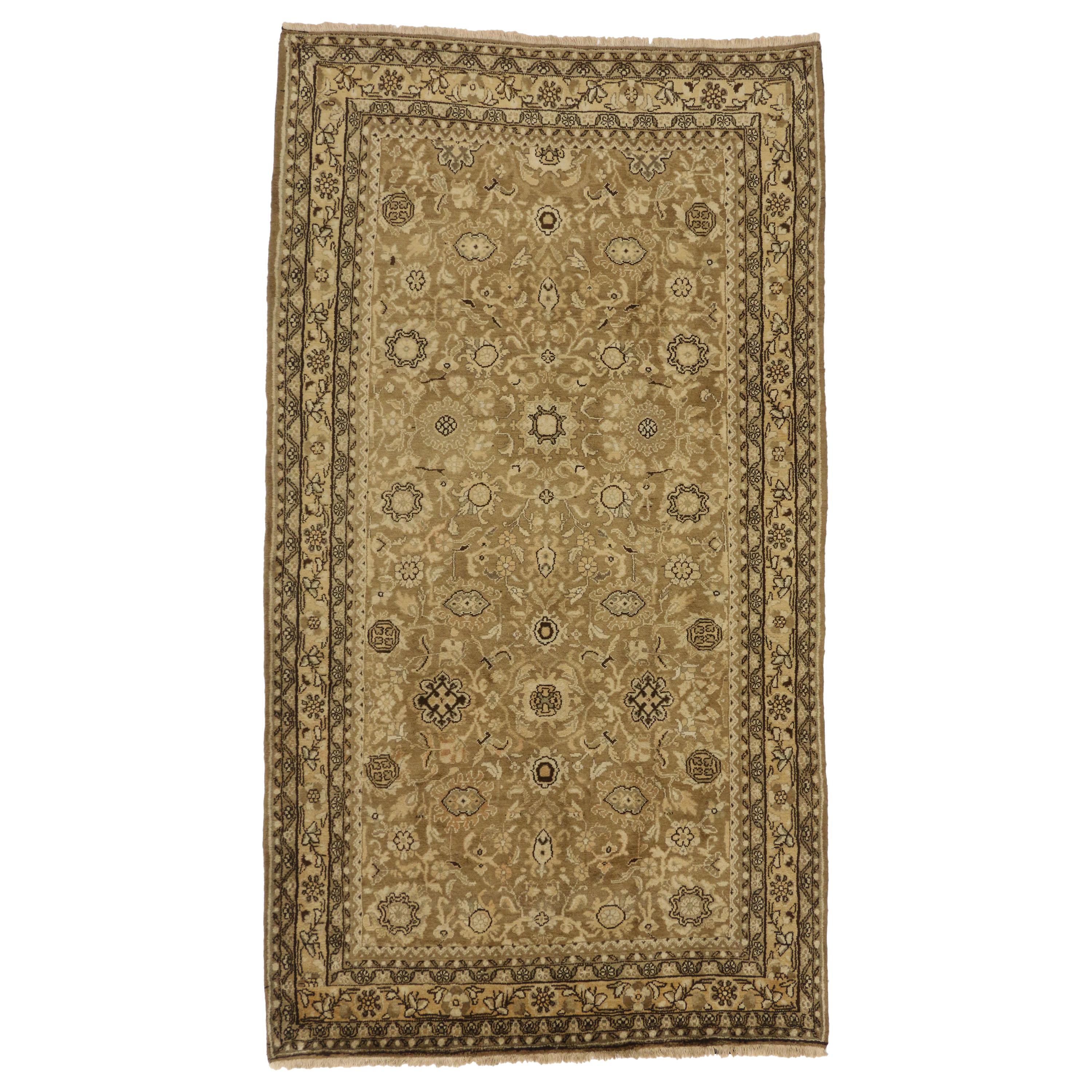 Vintage Persian Hamadan Gallery Rug with Warm, Neutral Colors For Sale