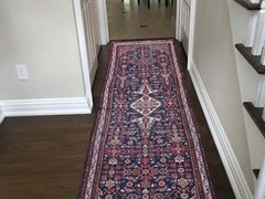 Vintage Persian Hamadan Good Condition Runner Hand Knotted Oriental Pure Wool Ru