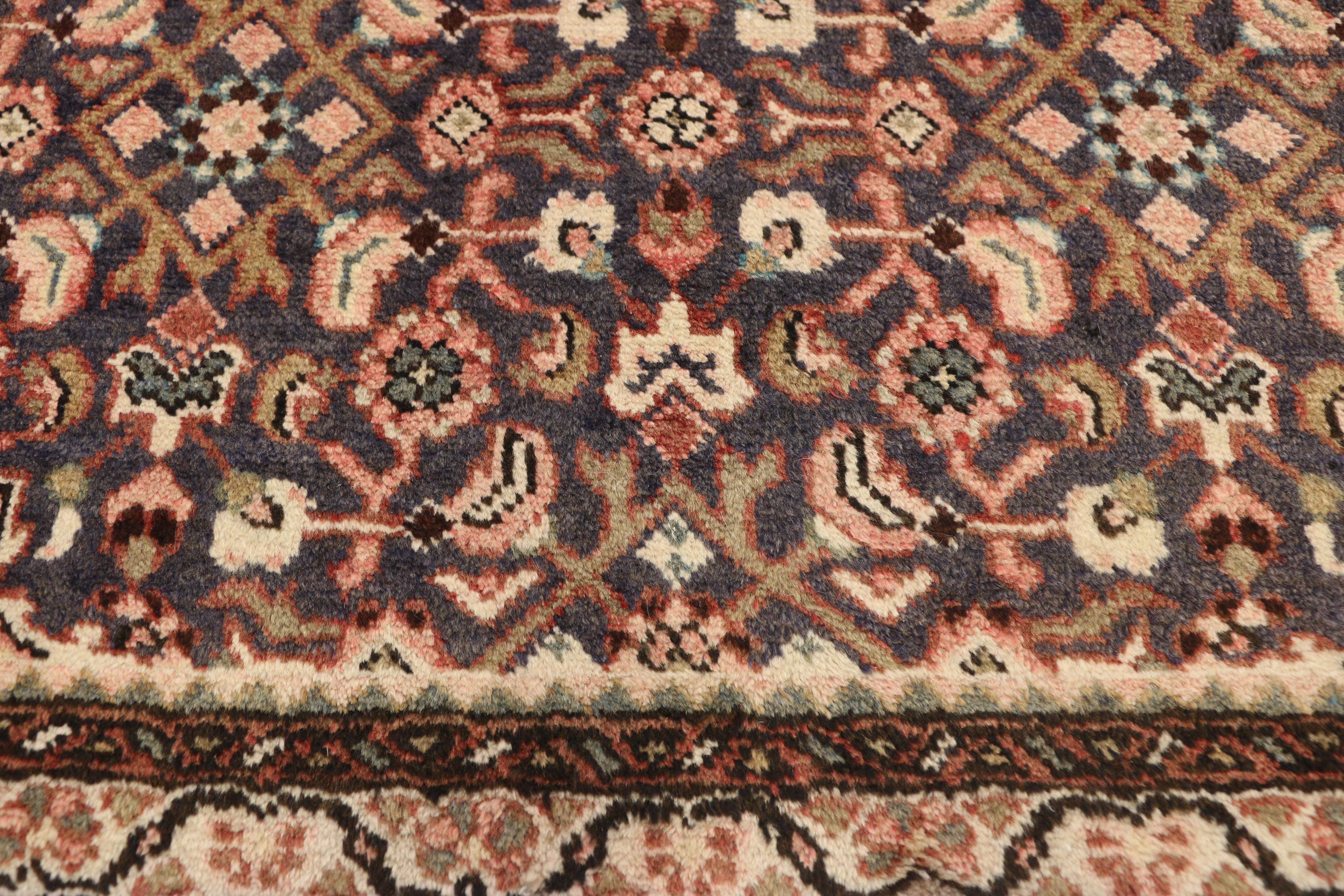 Hand-Knotted Vintage Persian Hamadan Hallway Runner with Rustic Arts & Crafts Style For Sale