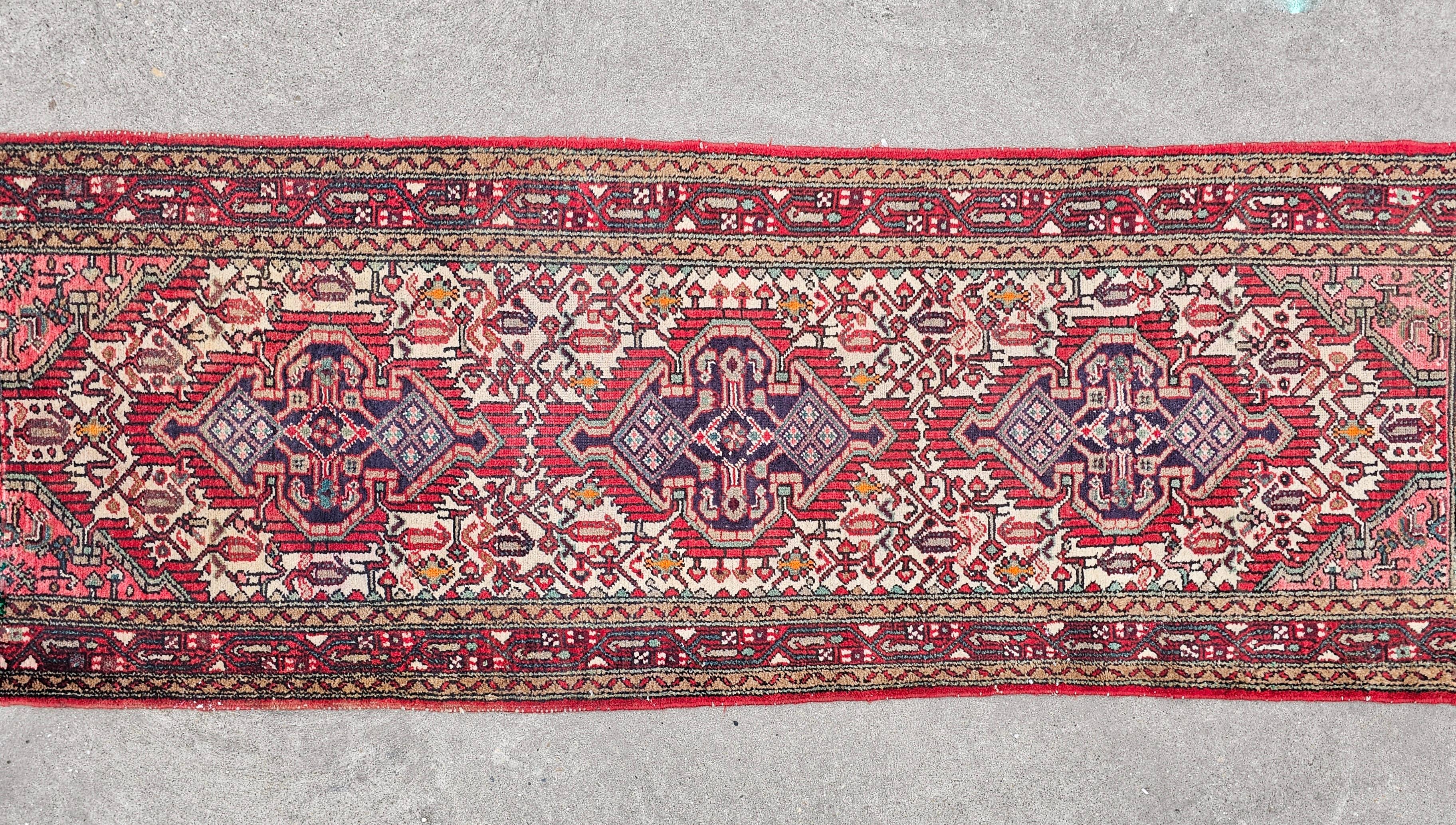 Vintage Persian Hamadan Hand-Knotted Runner, Iran 1950s For Sale 4