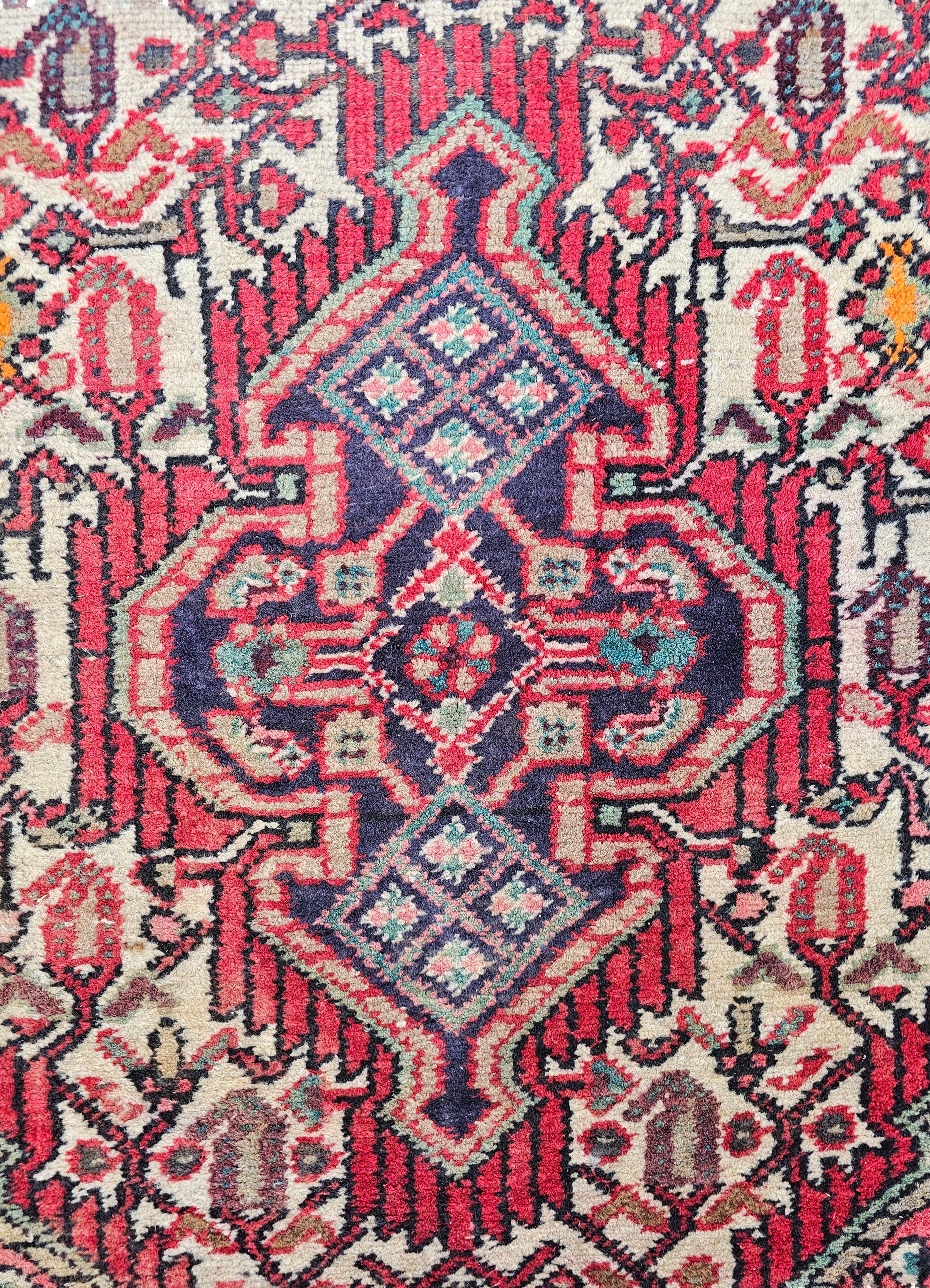 Tribal Vintage Persian Hamadan Hand-Knotted Runner, Iran 1950s For Sale