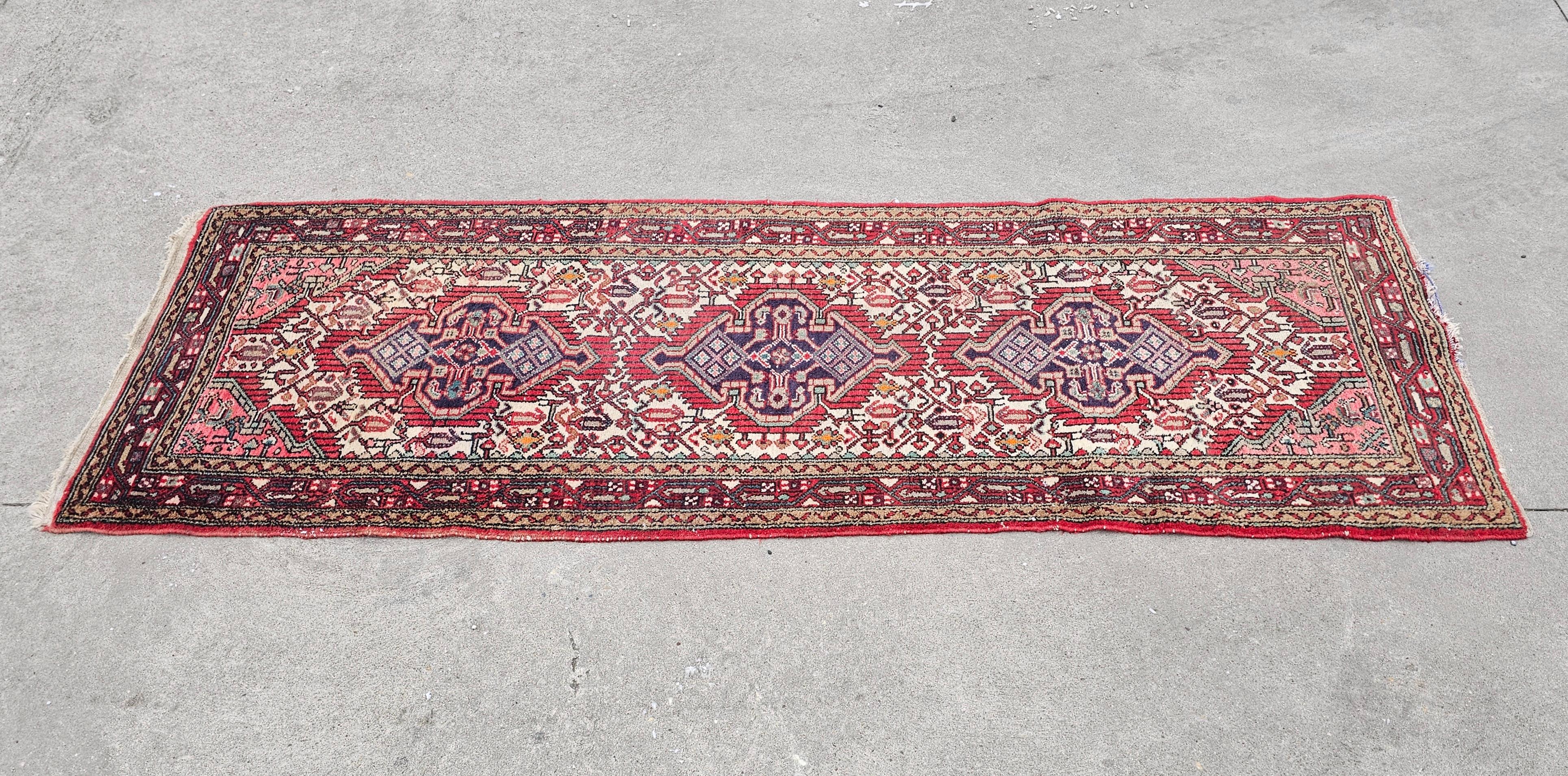 Vintage Persian Hamadan Hand-Knotted Runner, Iran 1950s For Sale 3