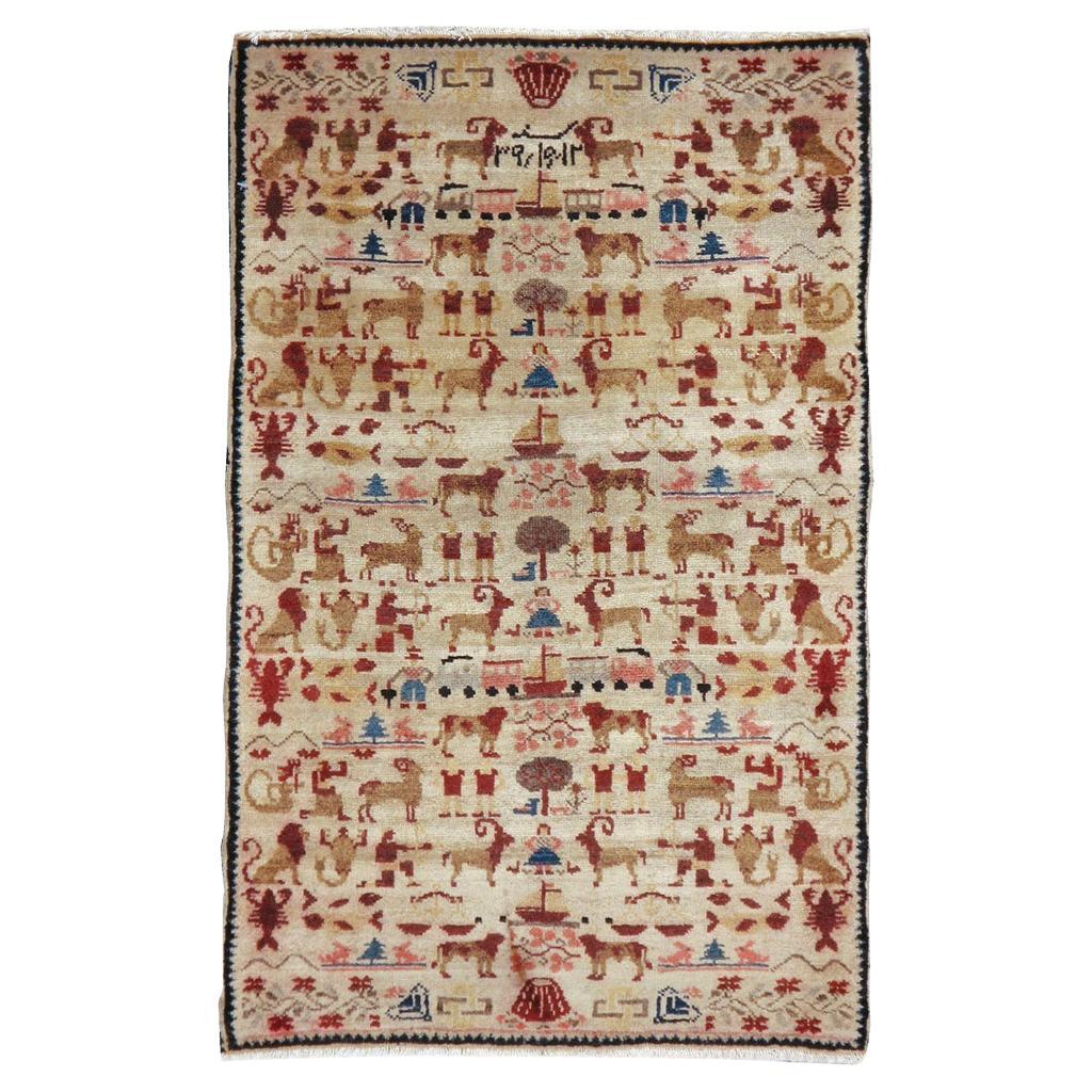 Tapis pictural persan vintage de Hamadan