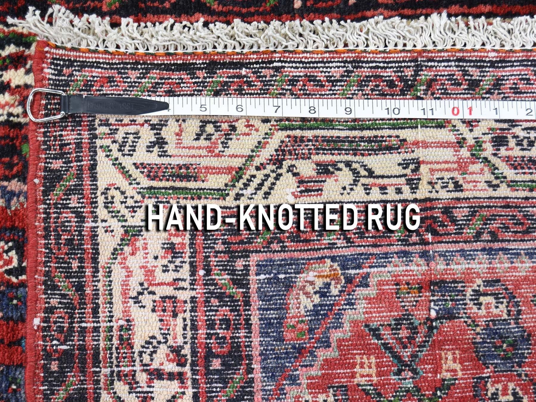 Vintage Persian Hamadan Pure Wool Hand Knotted Oriental Rug In Good Condition In Carlstadt, NJ