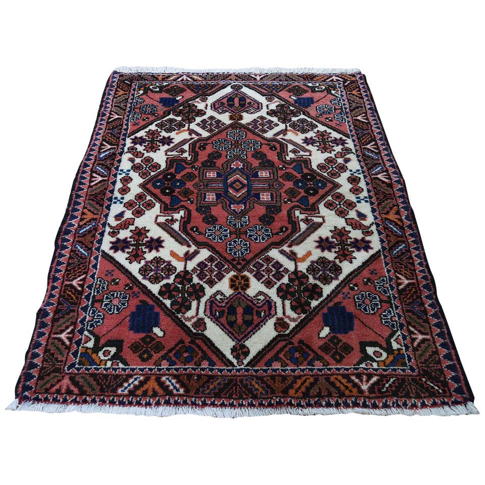 Red Persian Hamadan Pure Wool Hand Knotted Oriental Rug For Sale at ...