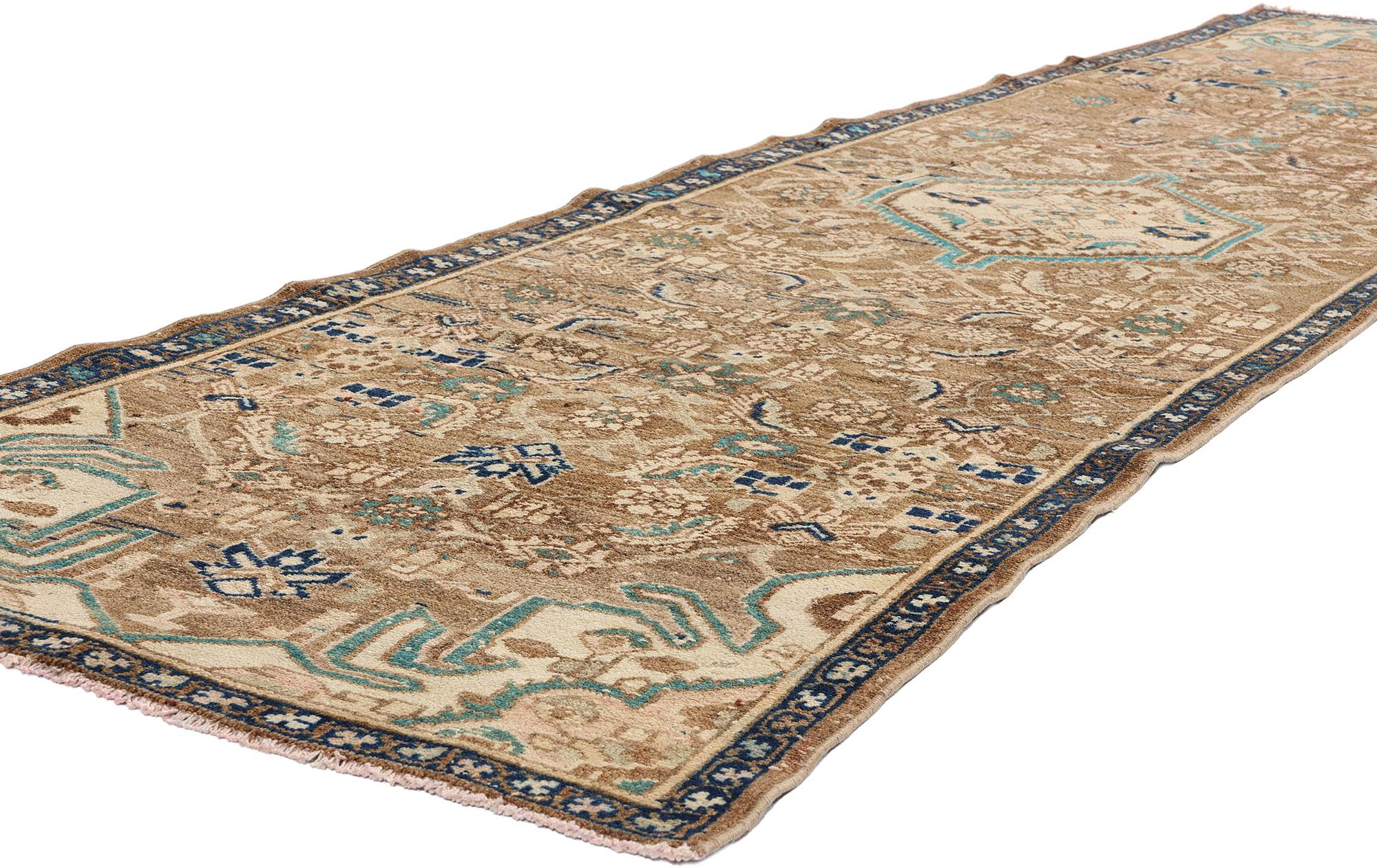 53940 Vintage Persian Malayer Hamadan Rug Runner, 02'09 x 09'01. Persian Malayer Hamadan carpet runners are narrow, elongated rugs handwoven in the Malayer area within Iran's Hamadan region, embodying meticulous craftsmanship and traditional