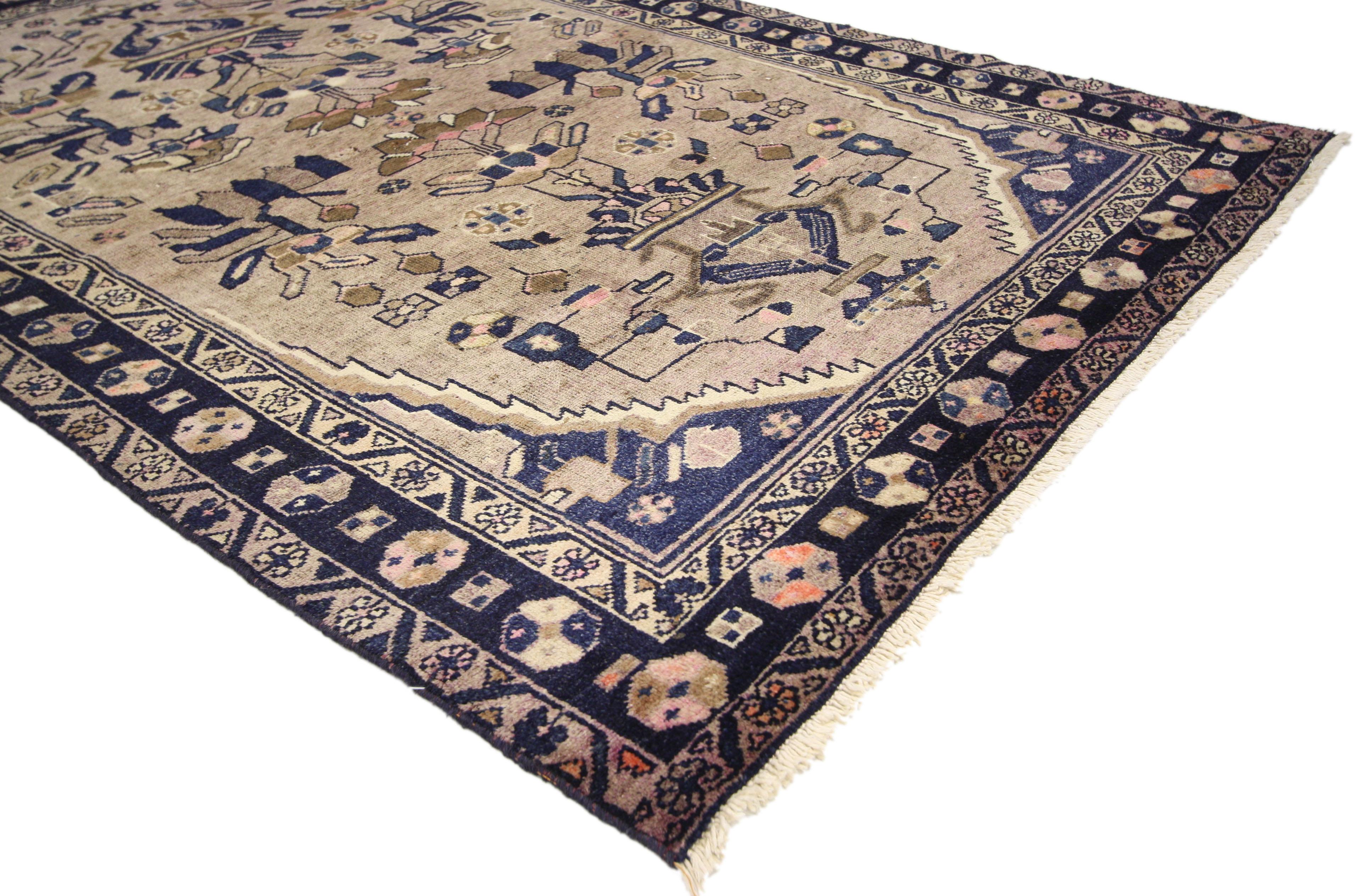 Laine Tapis persan vintage Hamadan, tapis d'entrée ou de salon en vente