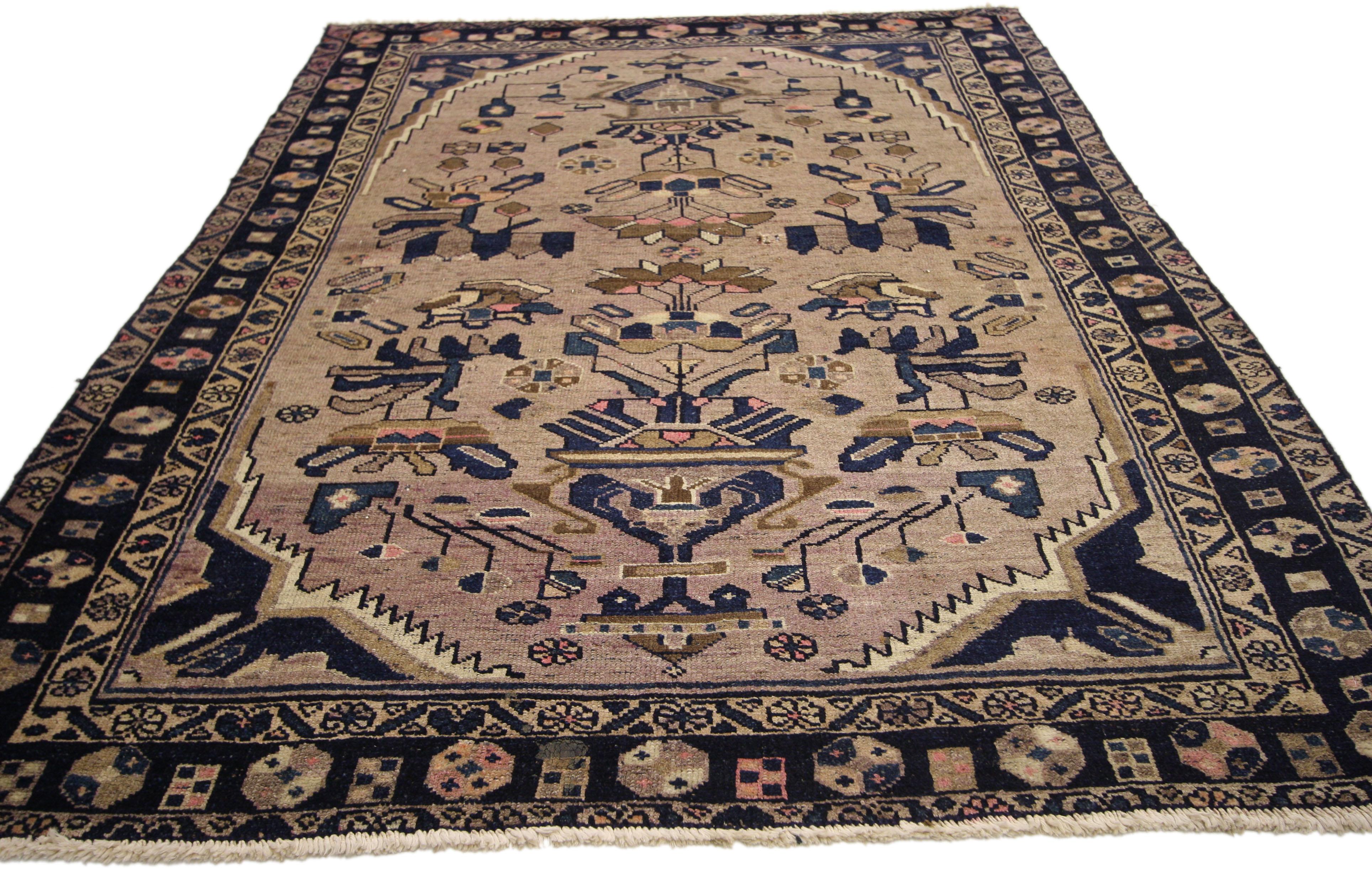 Bohème Tapis persan vintage Hamadan, tapis d'entrée ou de salon en vente