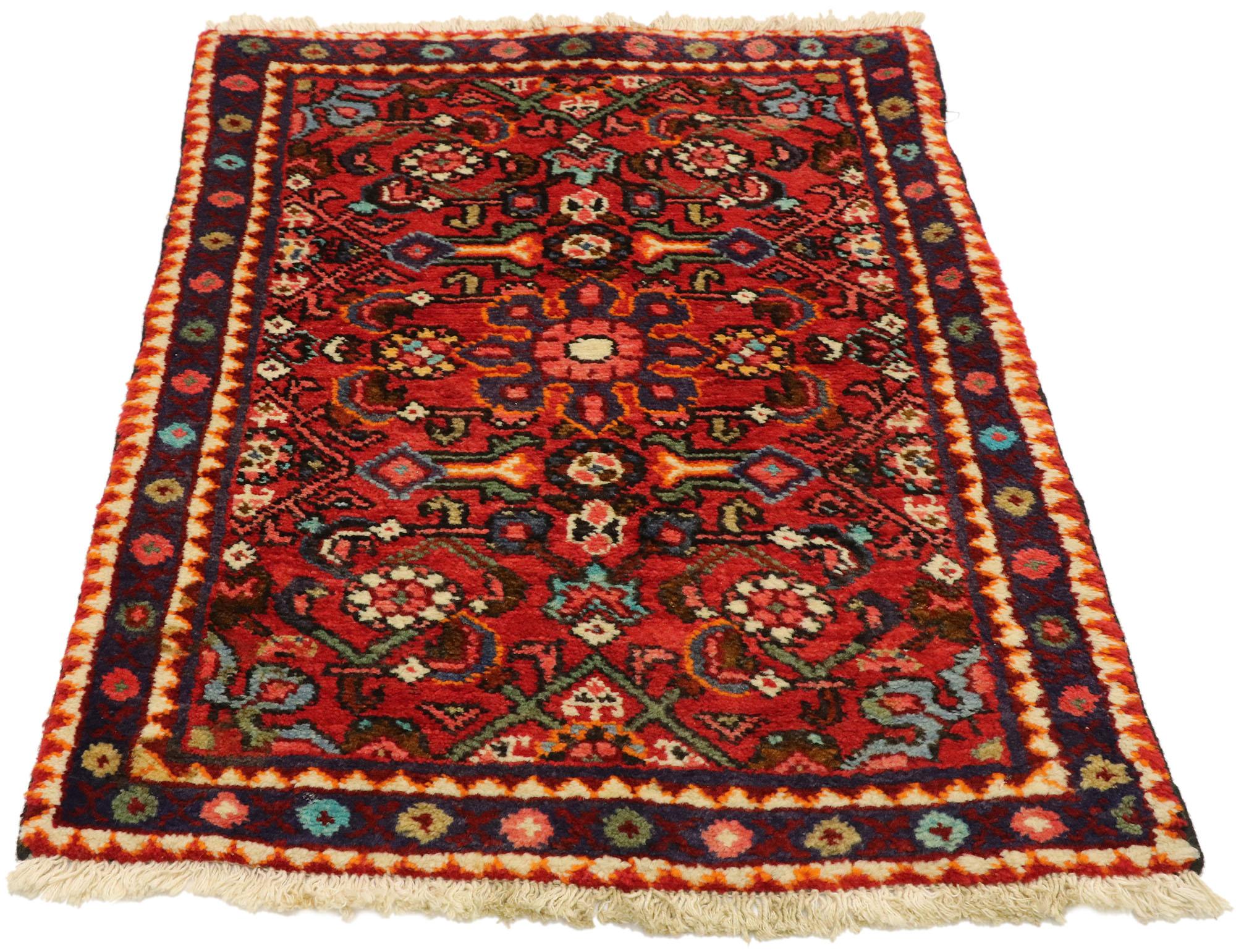 Jacobean 1970's Persian Mazlaghan Hamadan Carpet with Modern Style For Sale