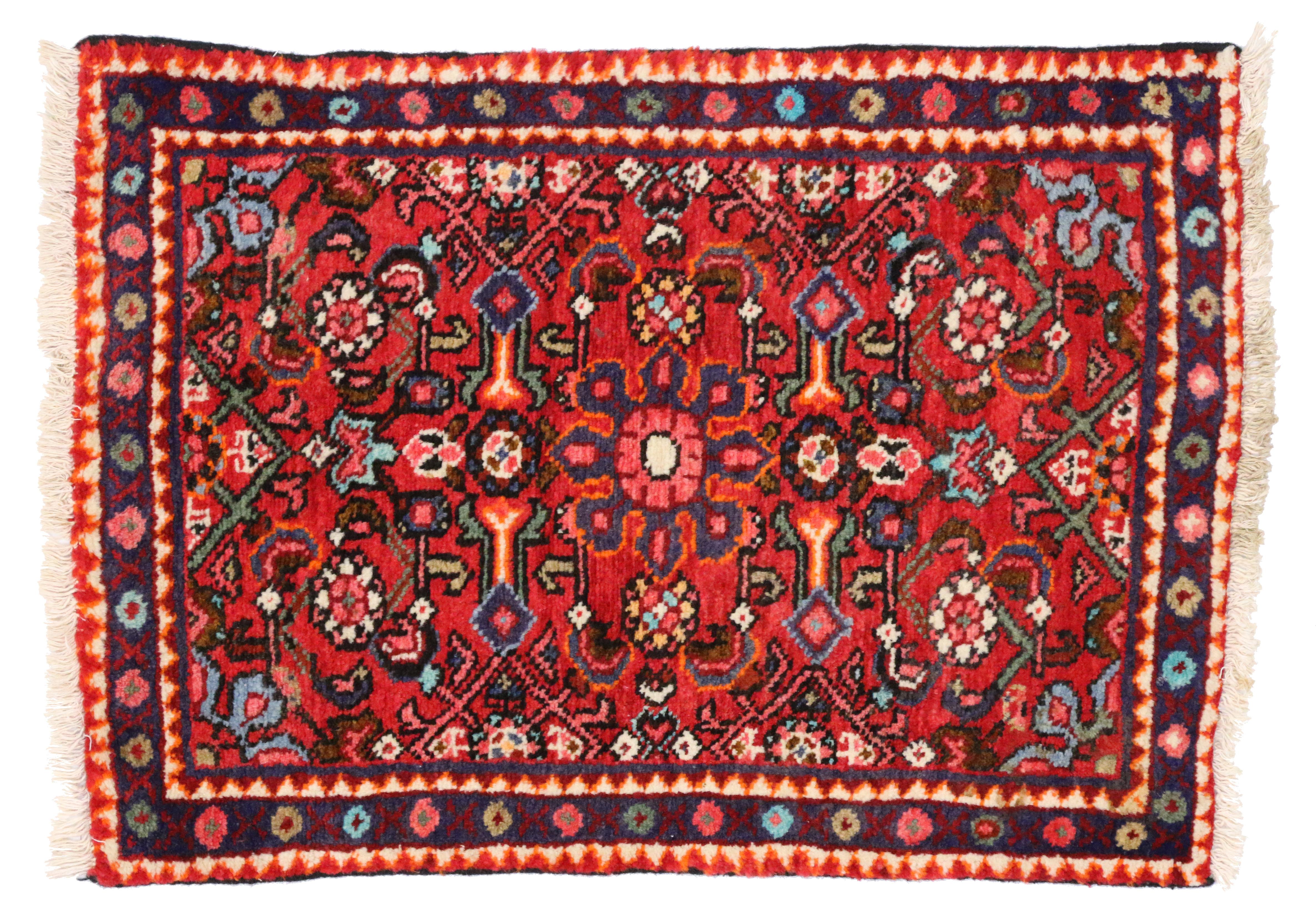 20th Century Vintage Persian Hamadan Rug for Kitchen, Bathroom, Foyer or Entry Rug For Sale