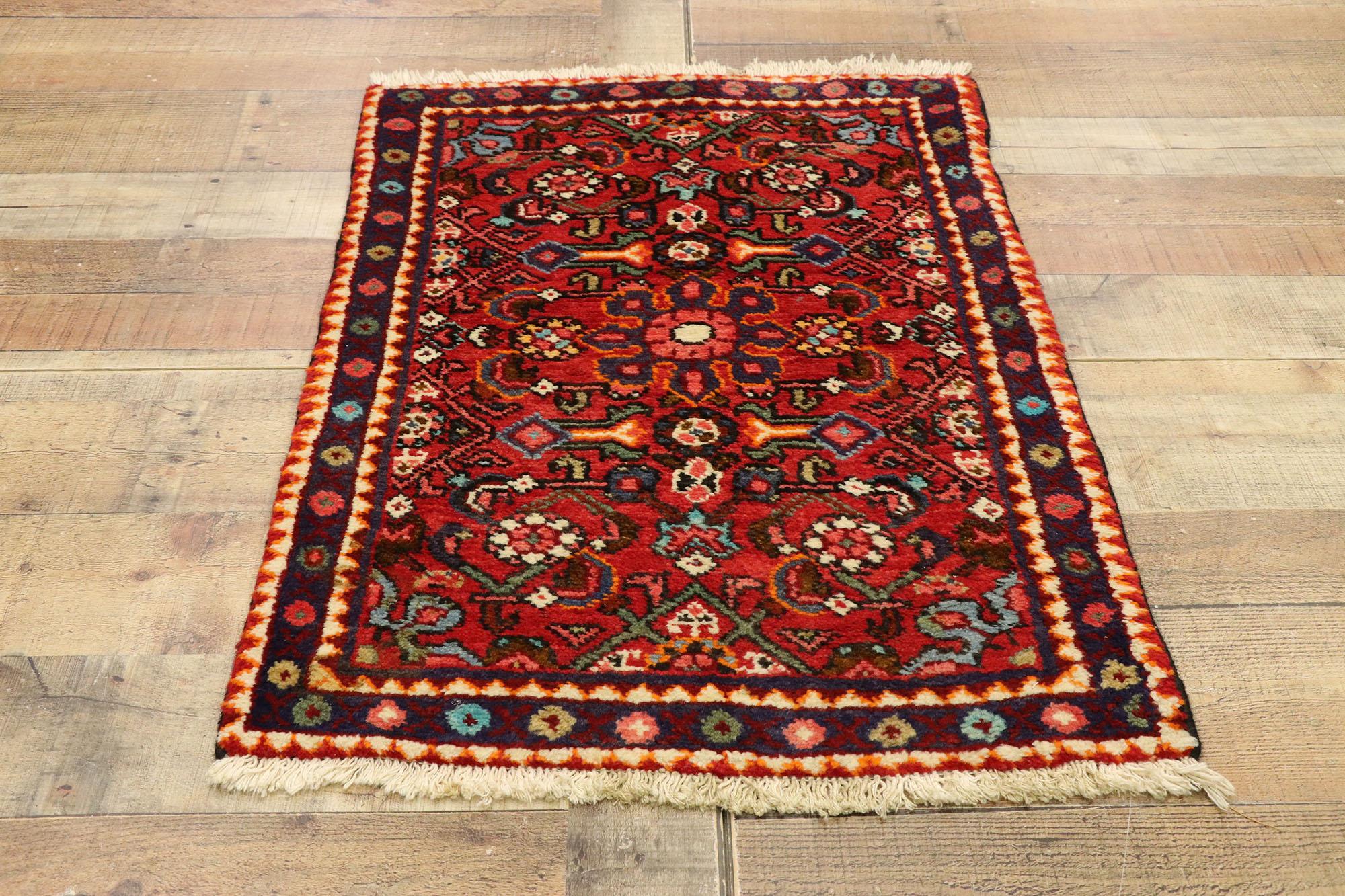 Wool 1970's Persian Mazlaghan Hamadan Carpet with Modern Style For Sale