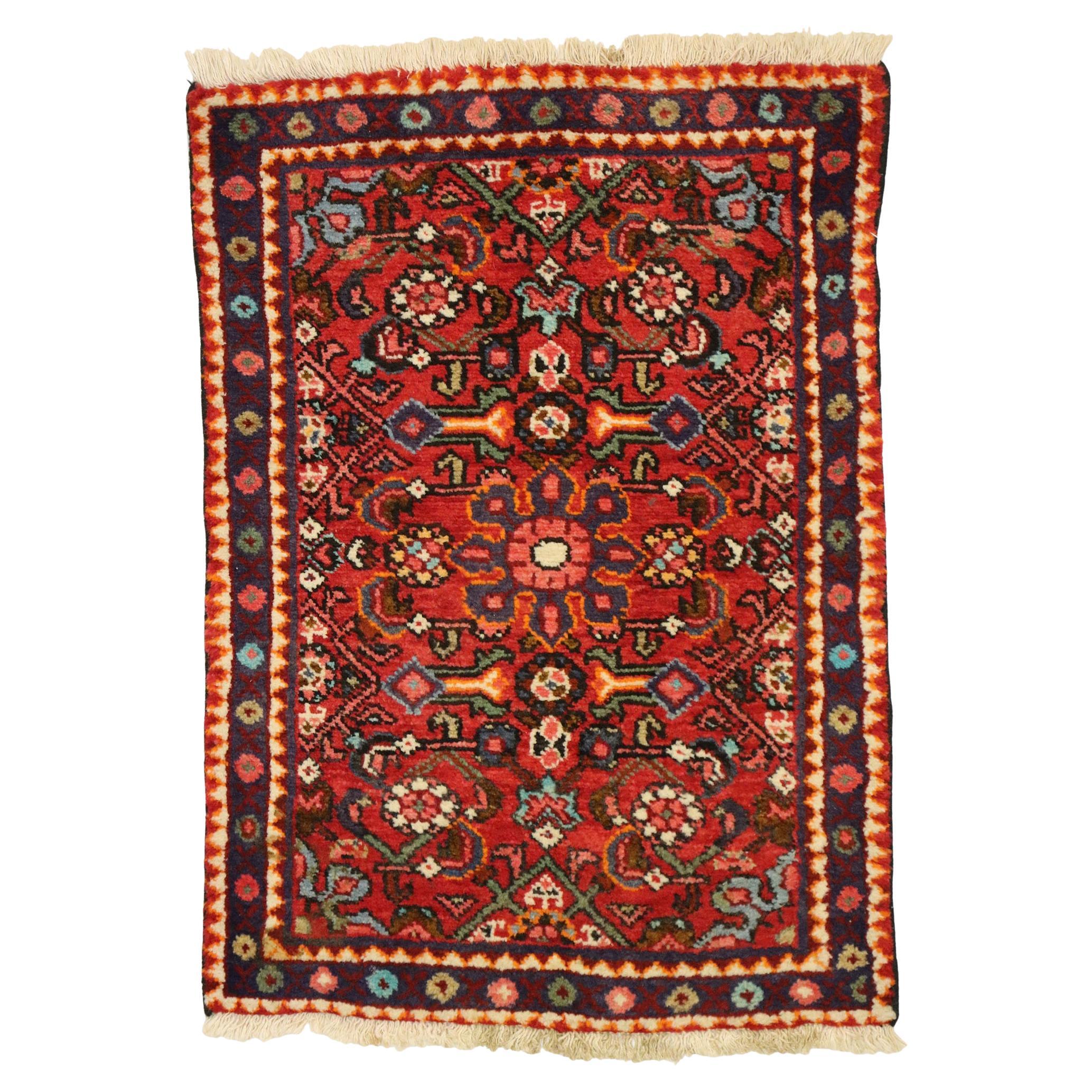1970's Persian Mazlaghan Hamadan Carpet with Modern Style