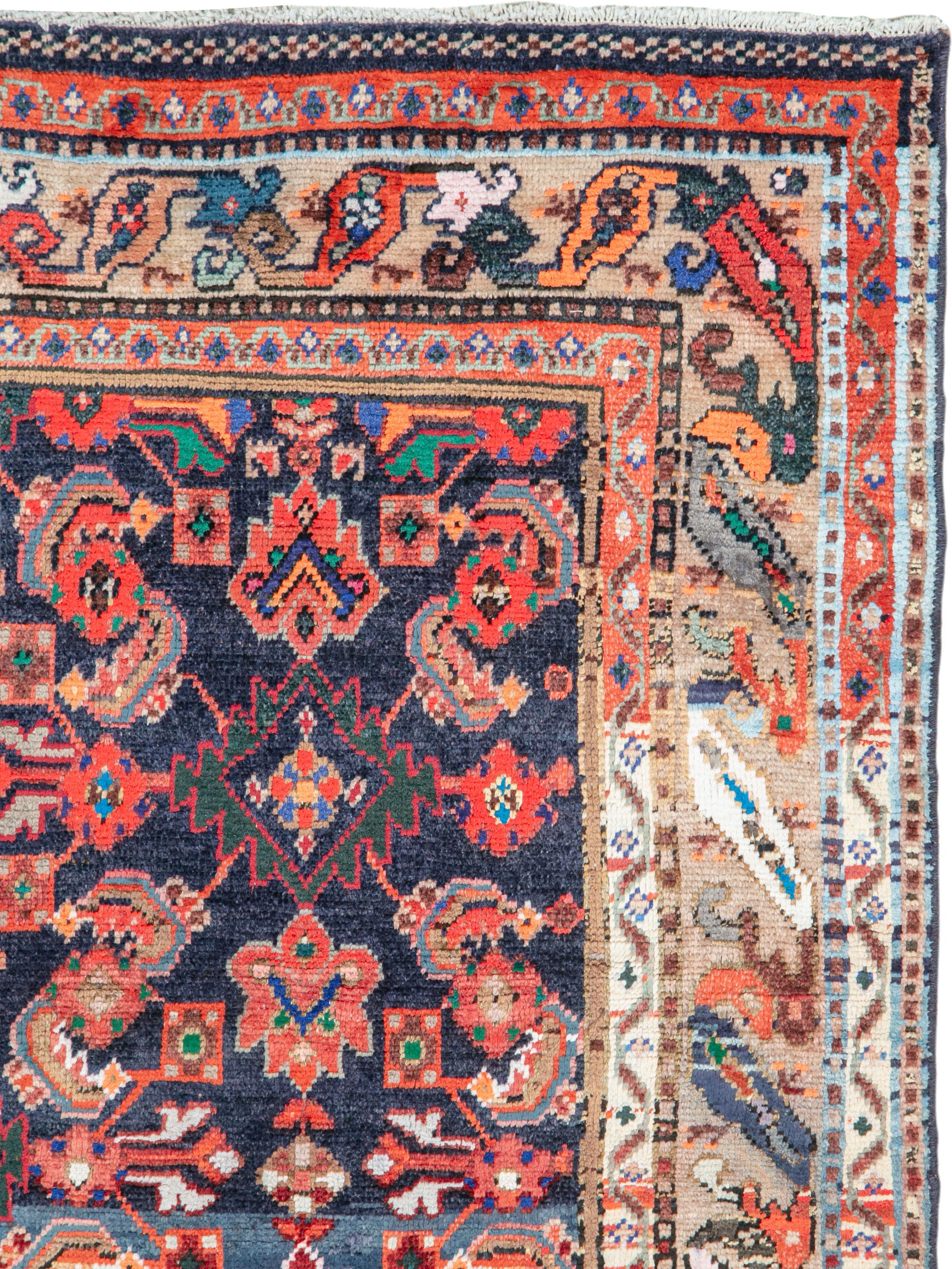 Folk Art Vintage Persian Hamadan Rug