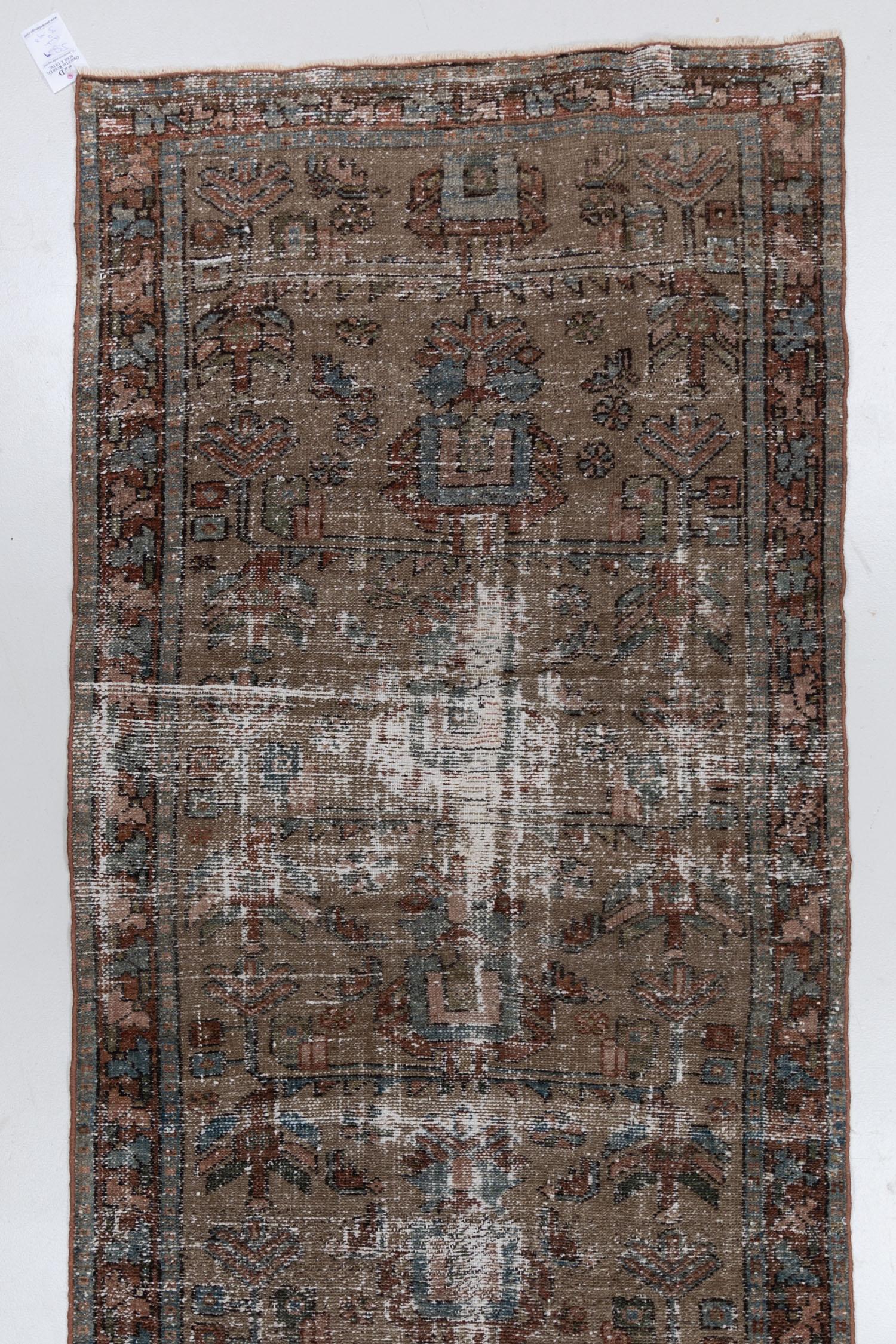 Vintage Persian Hamadan Rug In Distressed Condition In West Palm Beach, FL