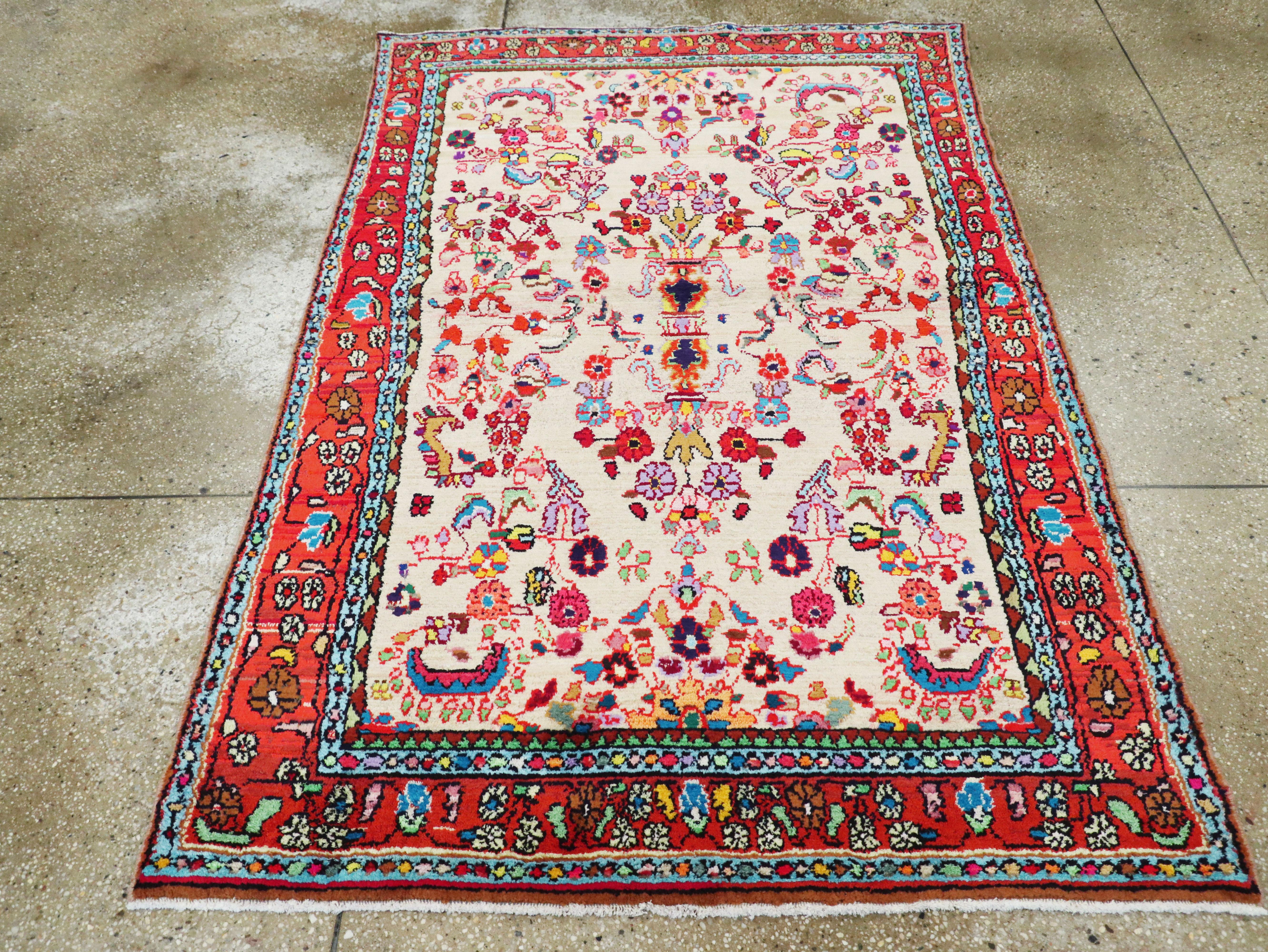 Folk Art Vintage Persian Hamadan Rug For Sale