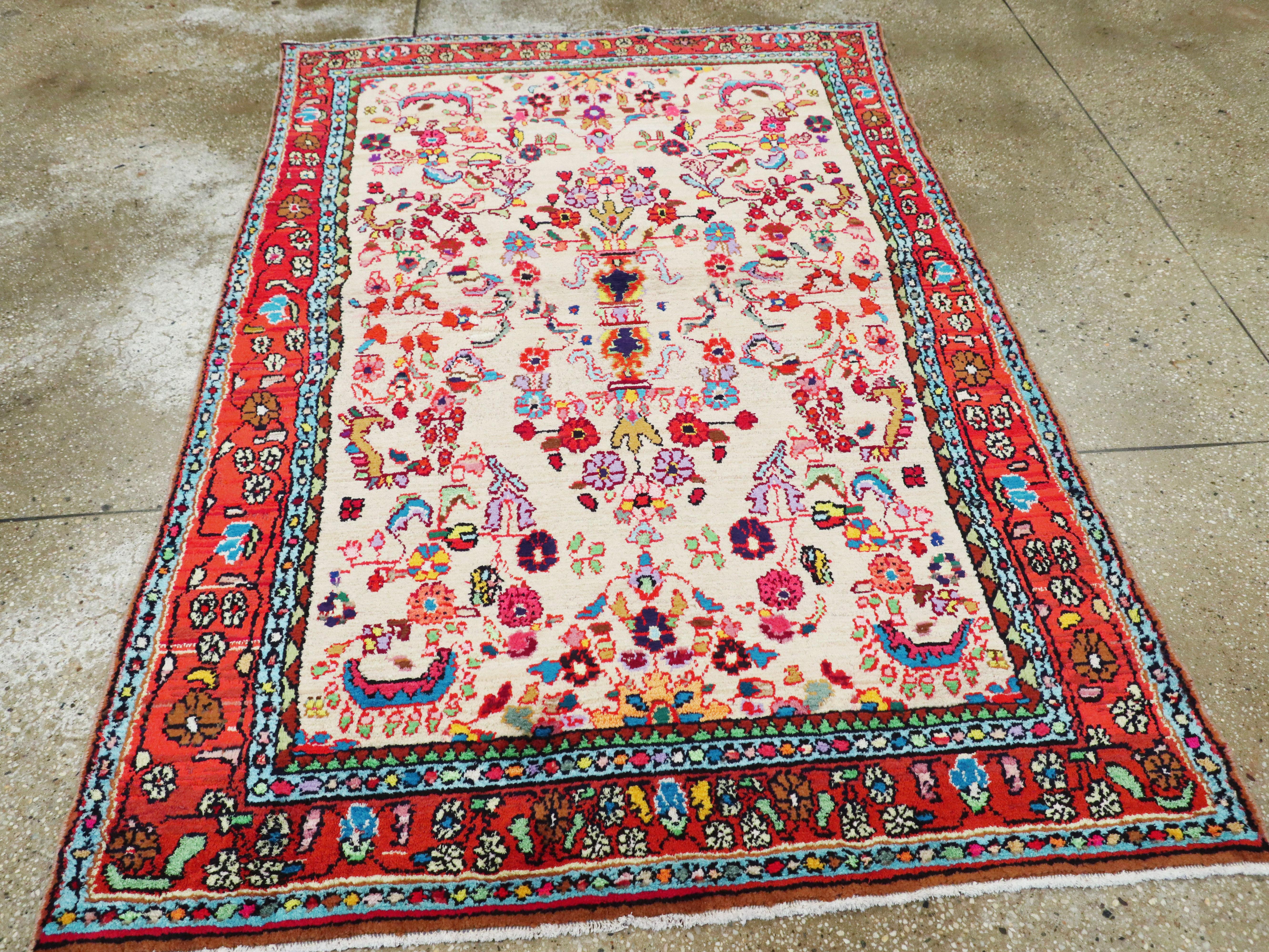 Hand-Knotted Vintage Persian Hamadan Rug For Sale