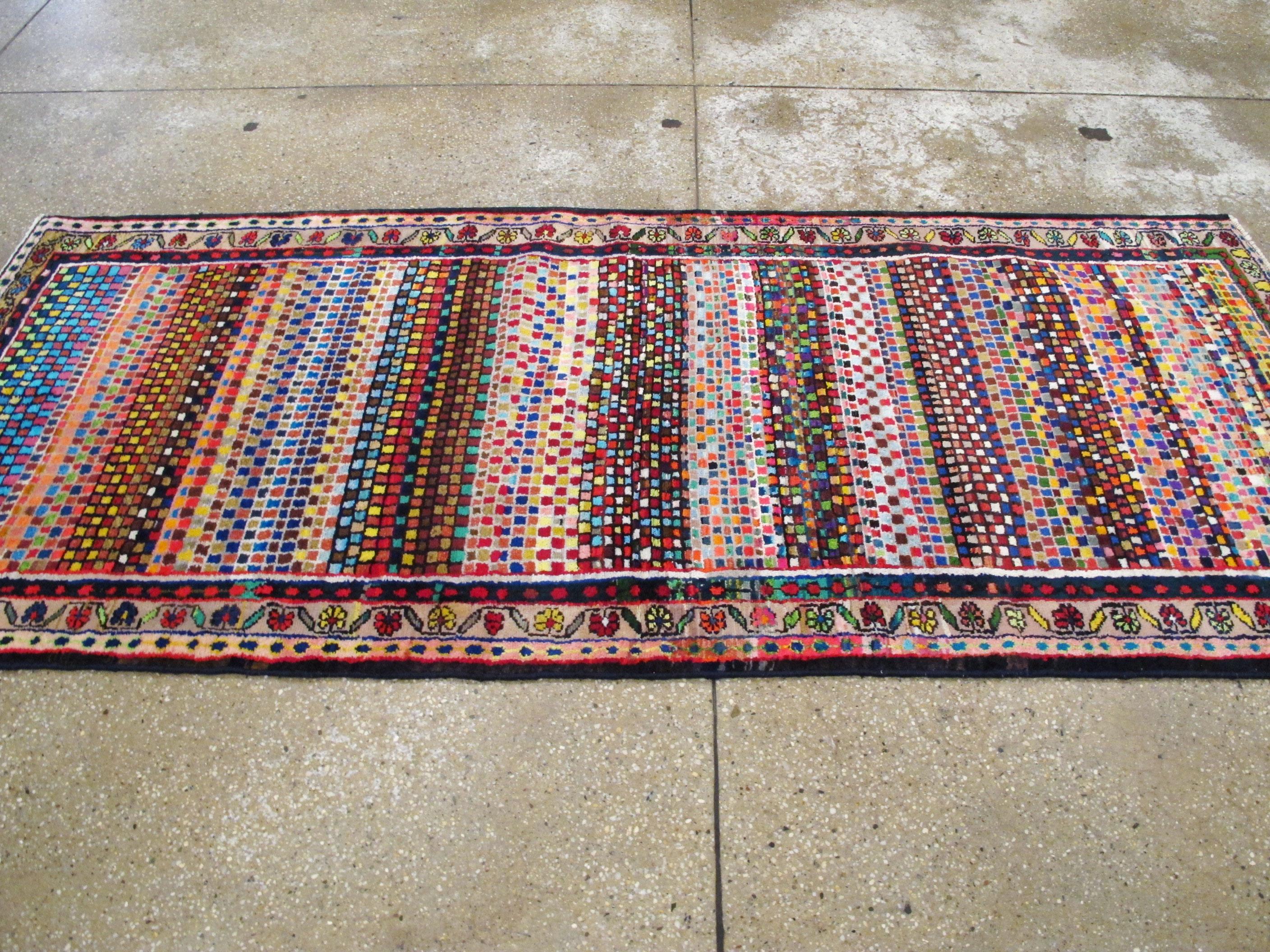 20th Century Vintage Persian Deco Runner For Sale