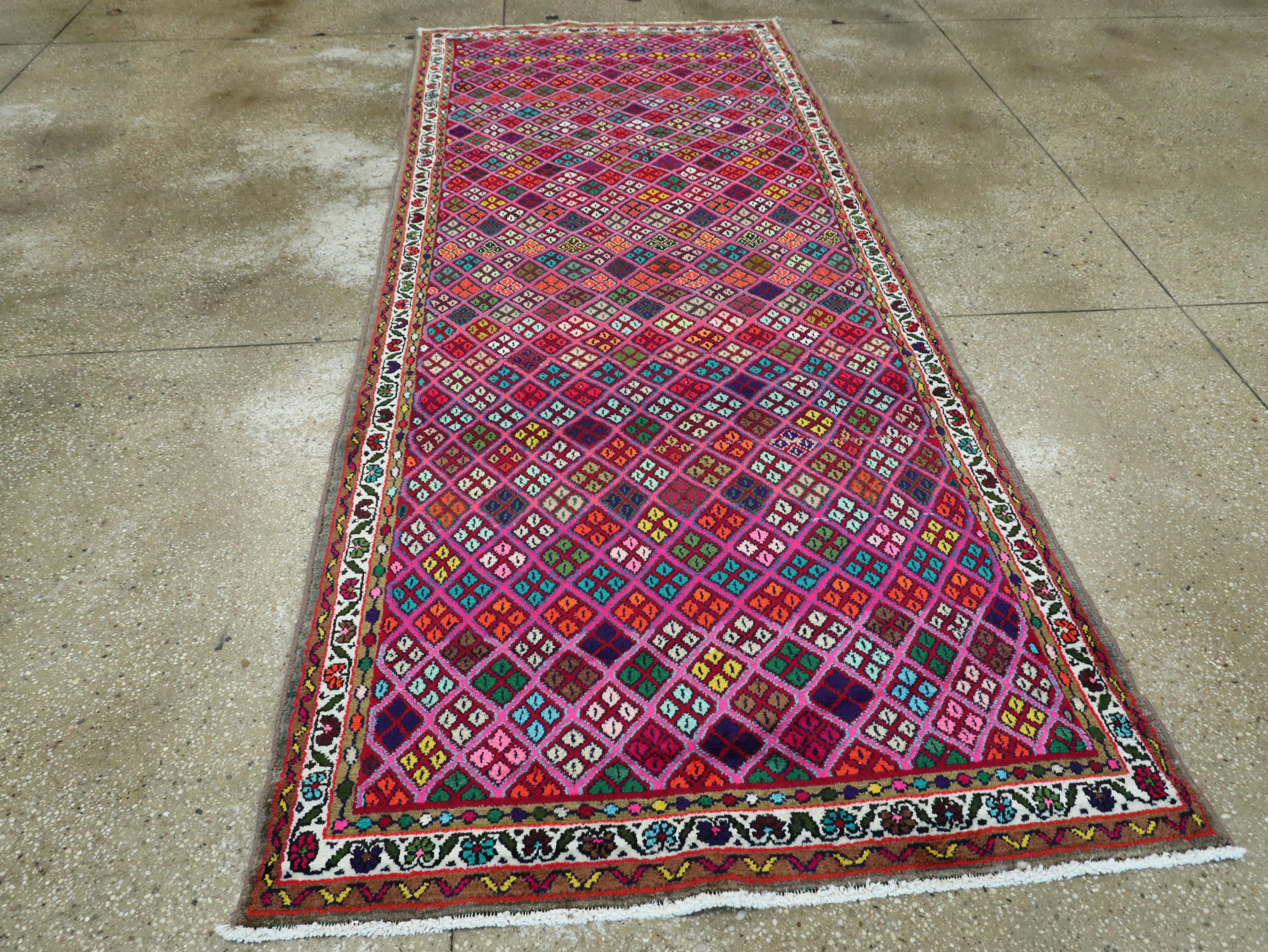 Wool Vintage Persian Hamadan Runner For Sale