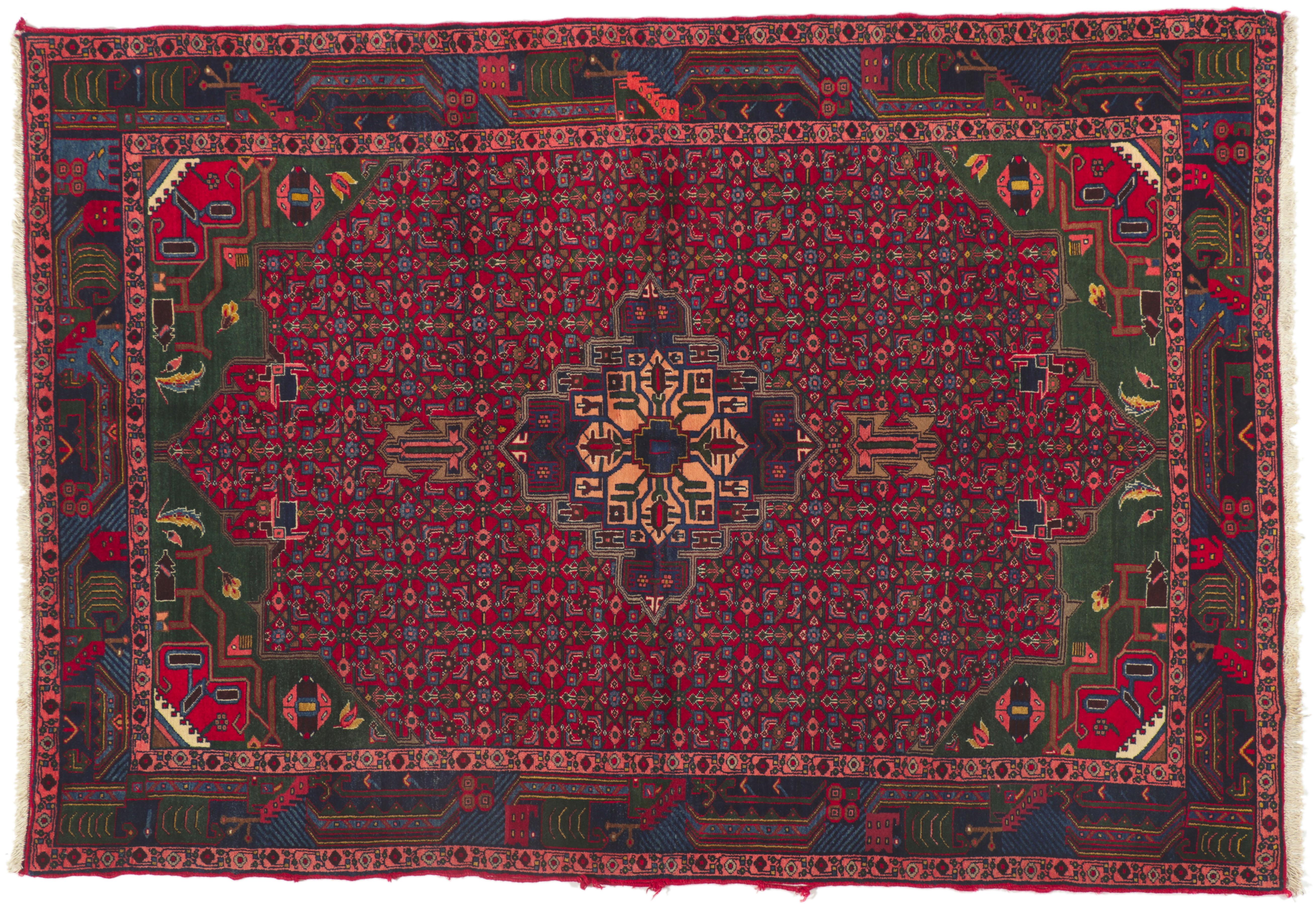 Vintage Persian Hamadan Rug For Sale 1