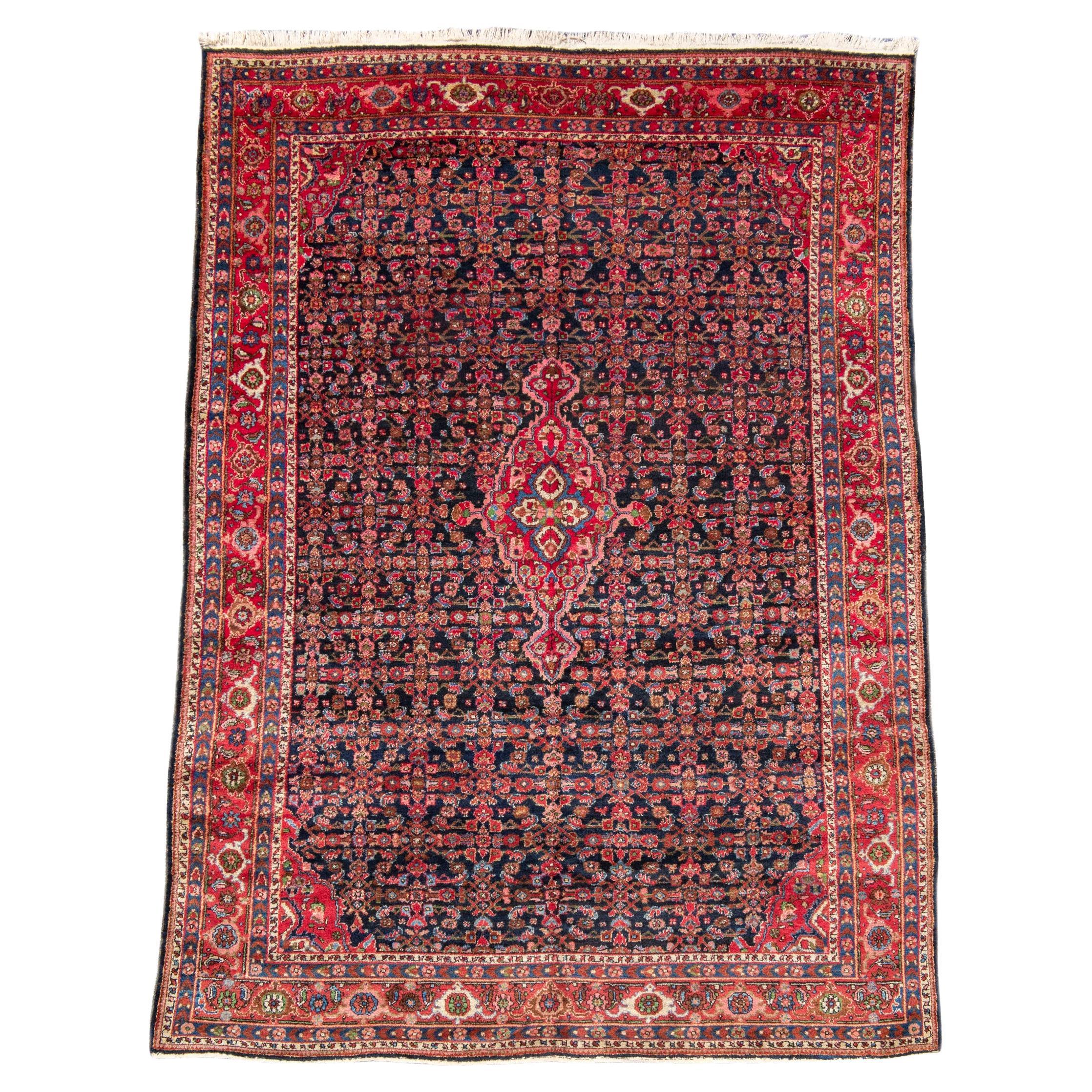 Vintage Persian Hamadan rug, Mid-20th Century, 8'6" × 11'9"