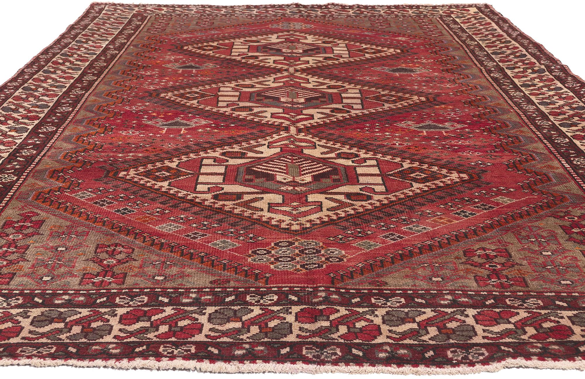 Tribal Vintage Persian Hamadan Rug, Nomadic Charm Meets Decidedly Dramatic For Sale