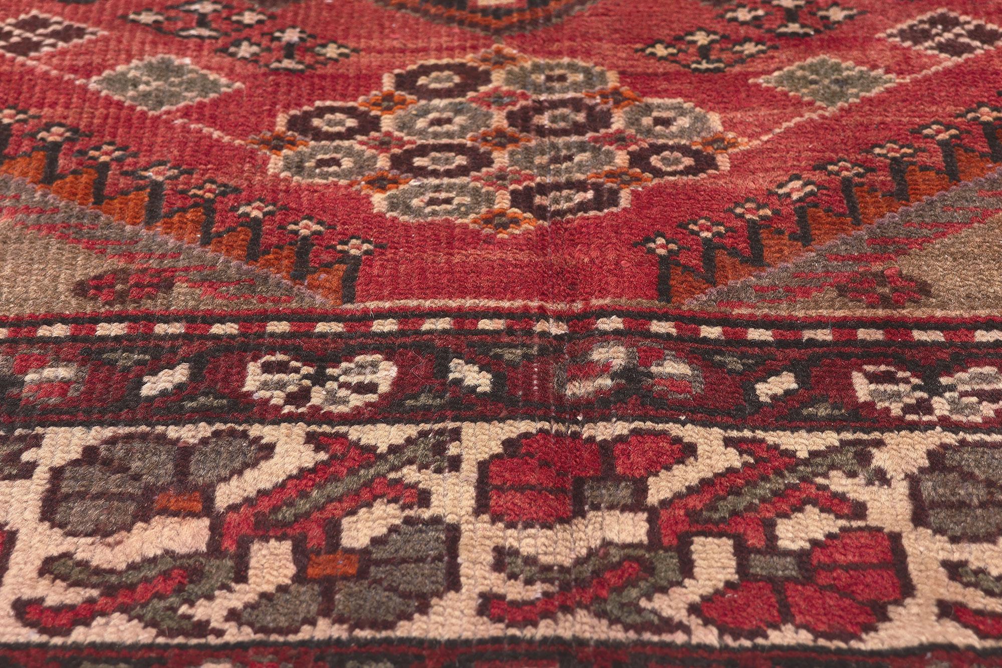 Vintage Persian Hamadan Rug, Nomadic Charm Meets Decidedly Dramatic In Good Condition For Sale In Dallas, TX
