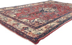 Vintage Persian Hamadan Rug, Patriotic Flair Meets Preppy Formality