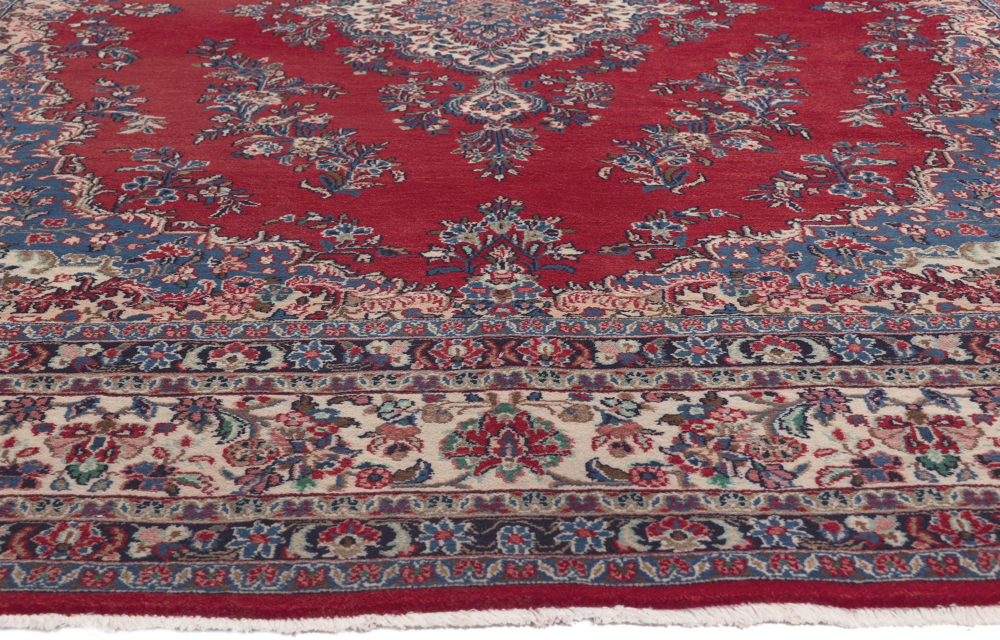 Hand-Knotted Vintage Persian Hamadan Rug, Stately Decadence Meets Luxurious Jacobean Style For Sale