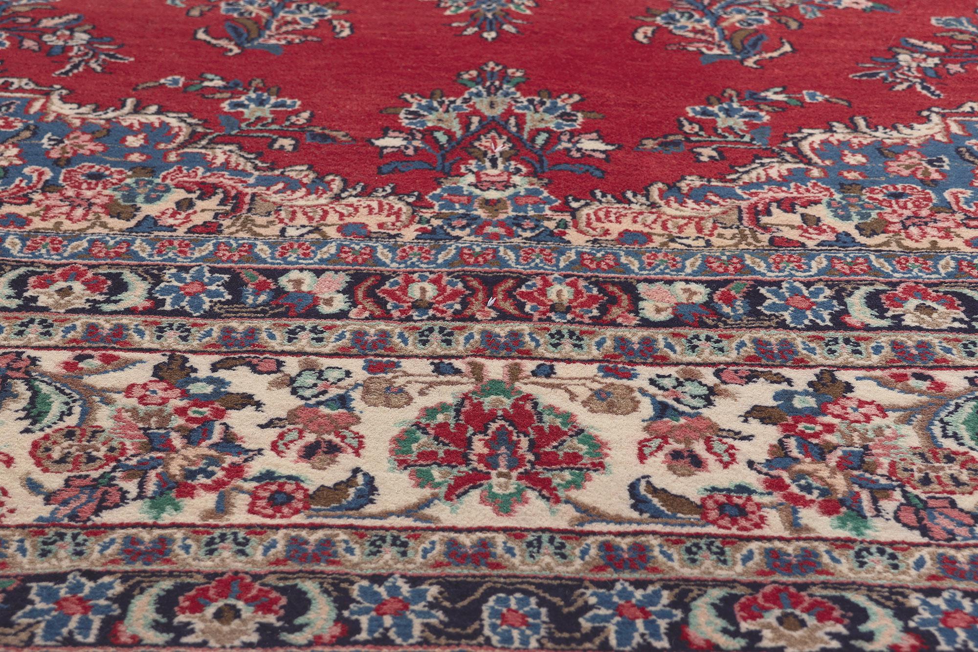 Vintage Persian Hamadan Rug, Stately Decadence Meets Luxurious Jacobean Style In Good Condition For Sale In Dallas, TX