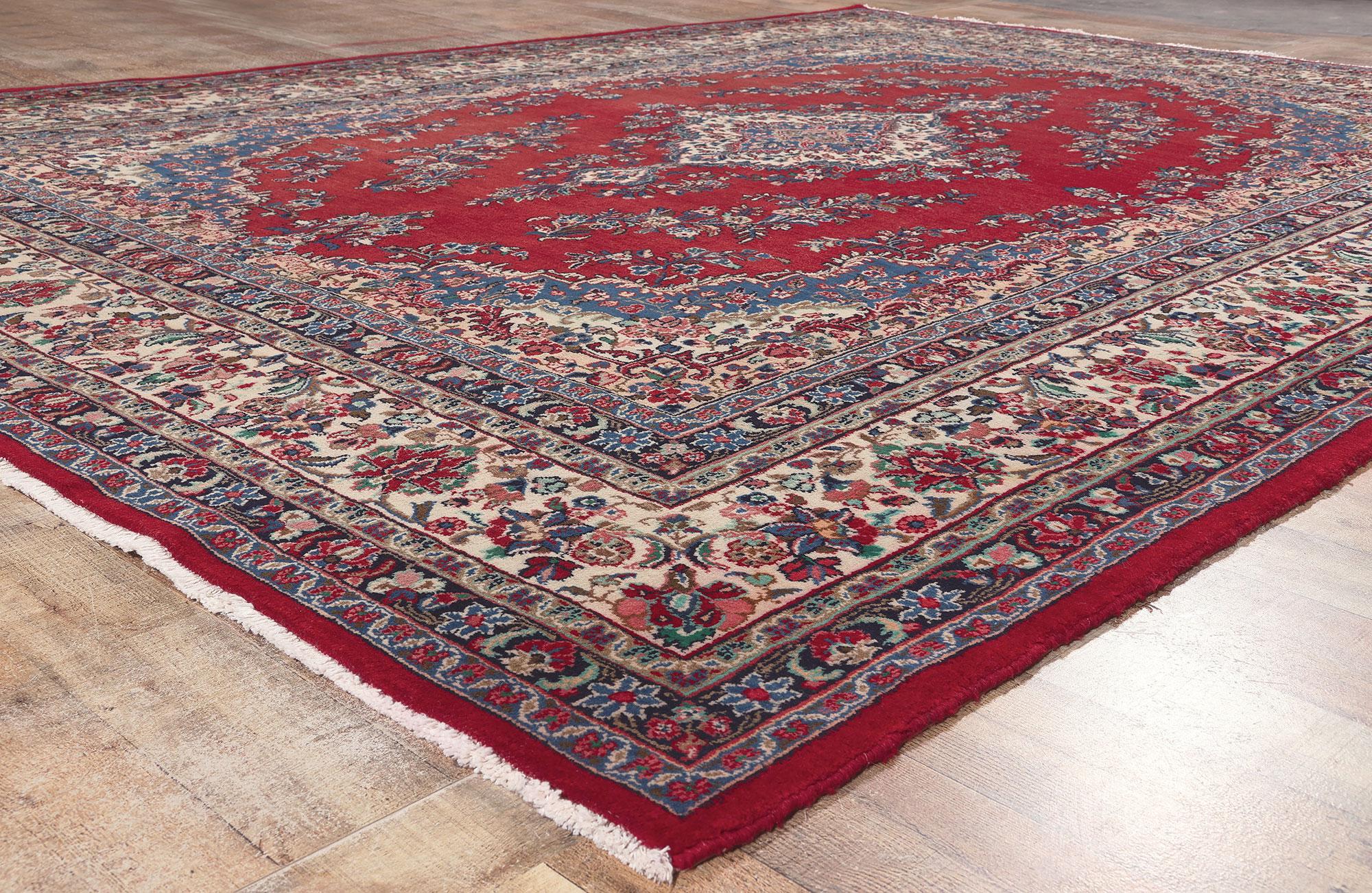 Wool Vintage Persian Hamadan Rug, Stately Decadence Meets Luxurious Jacobean Style For Sale