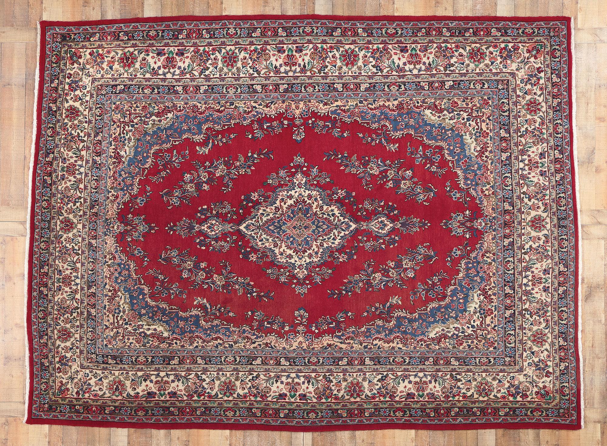 Vintage Persian Hamadan Rug, Stately Decadence Meets Luxurious Jacobean Style For Sale 2
