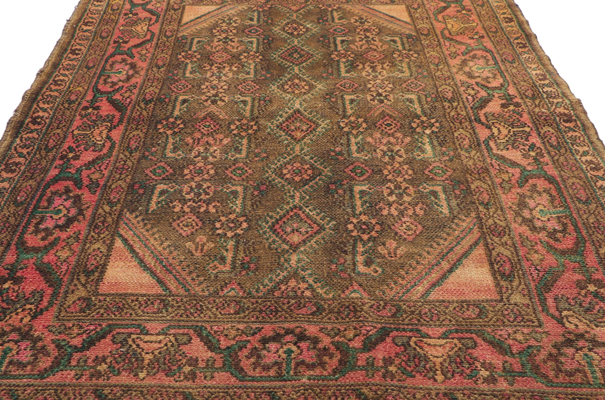 Hand-Knotted Vintage Persian Hamadan Rug with Herati Design For Sale