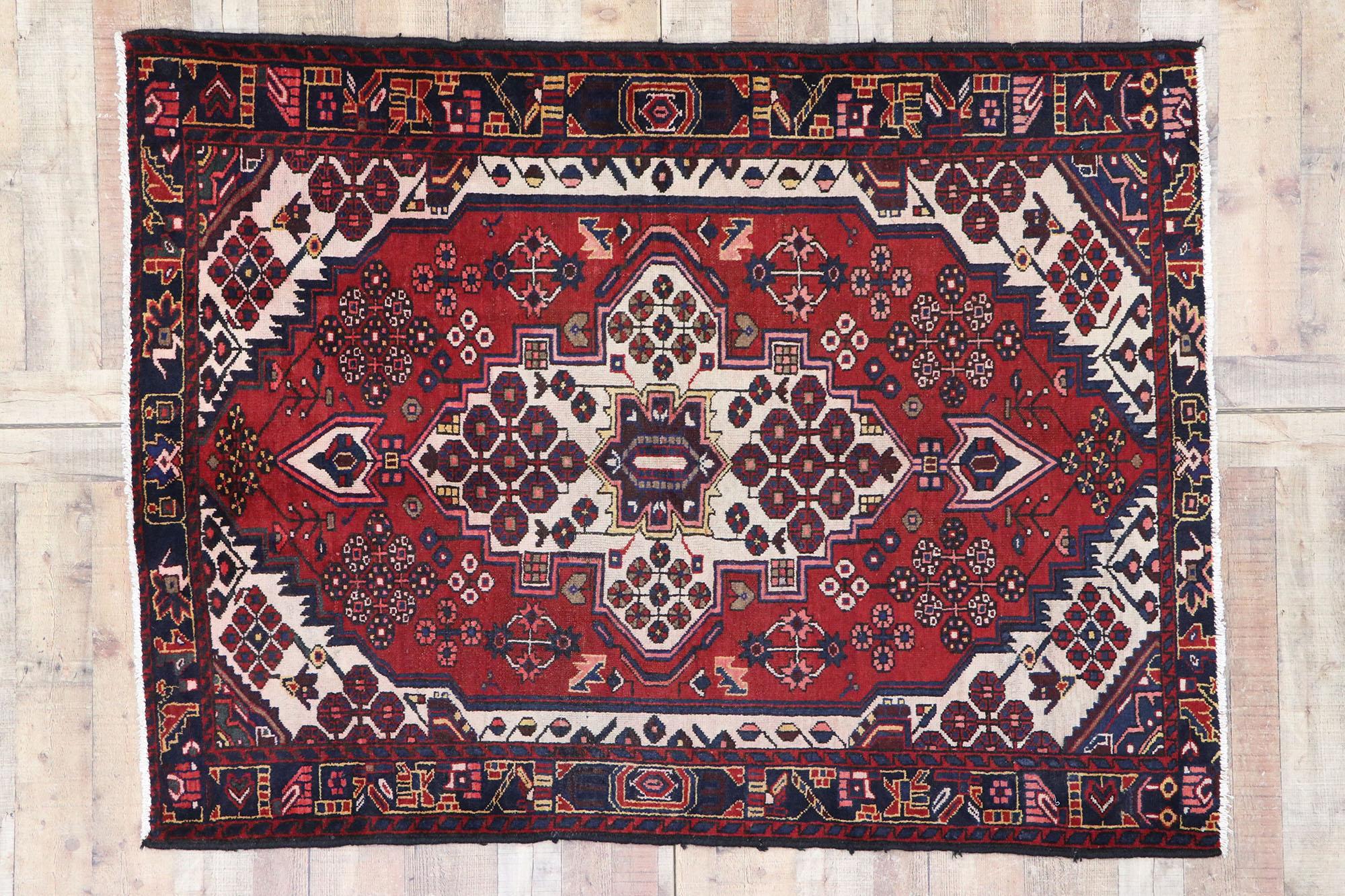 Vintage Persian Hamadan Rug with Jacobean Style 1