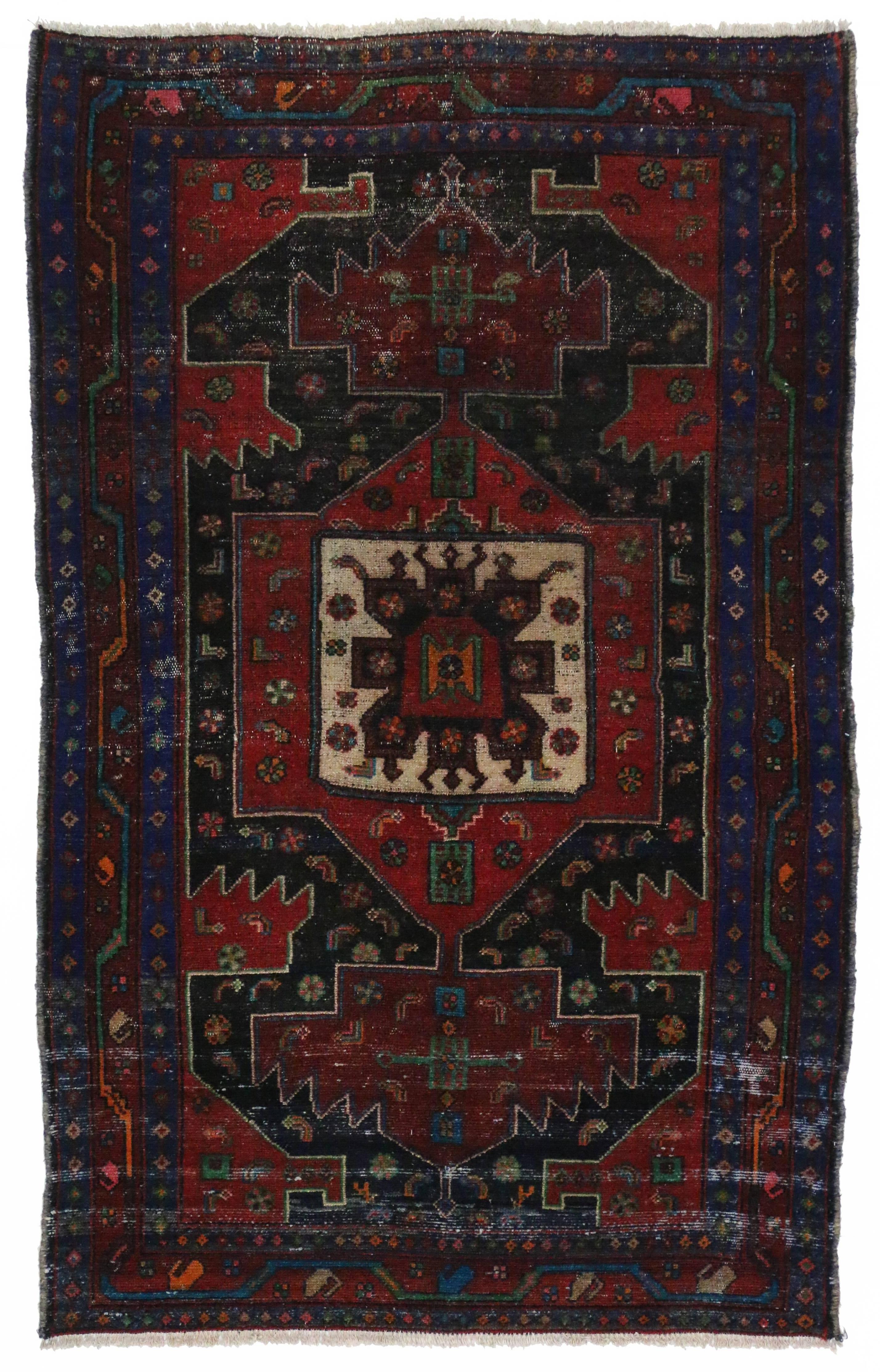 20th Century Vintage Persian Hamadan Rug with Modern Tribal Style For Sale