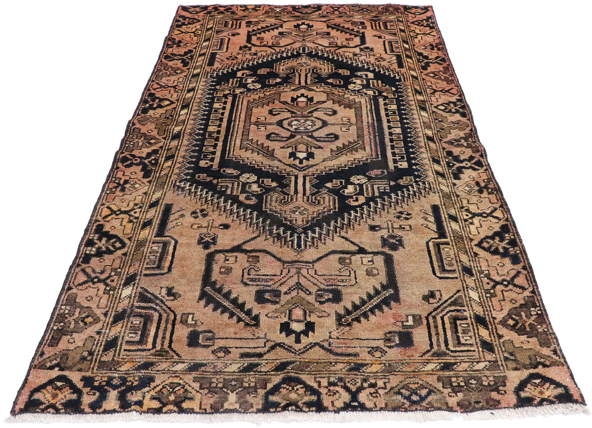 Hand-Knotted Vintage Persian Hamadan Rug with Modern Tribal Style For Sale